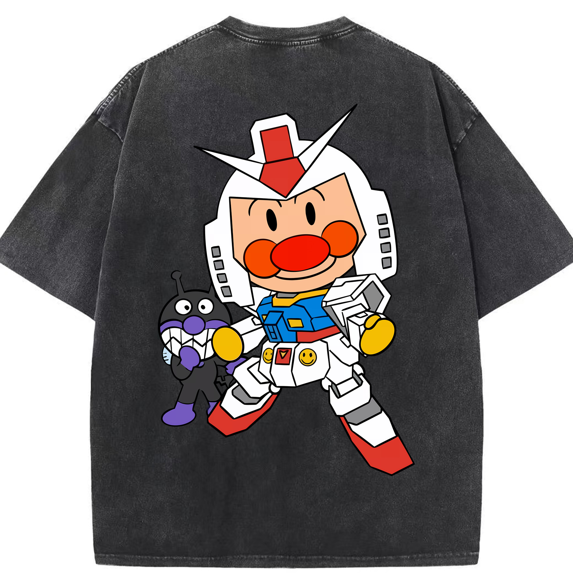 （画像用） アンパンマン Anpanman 綿100% ヴィンテージ風 半袖Tシャツ（背面プリント）