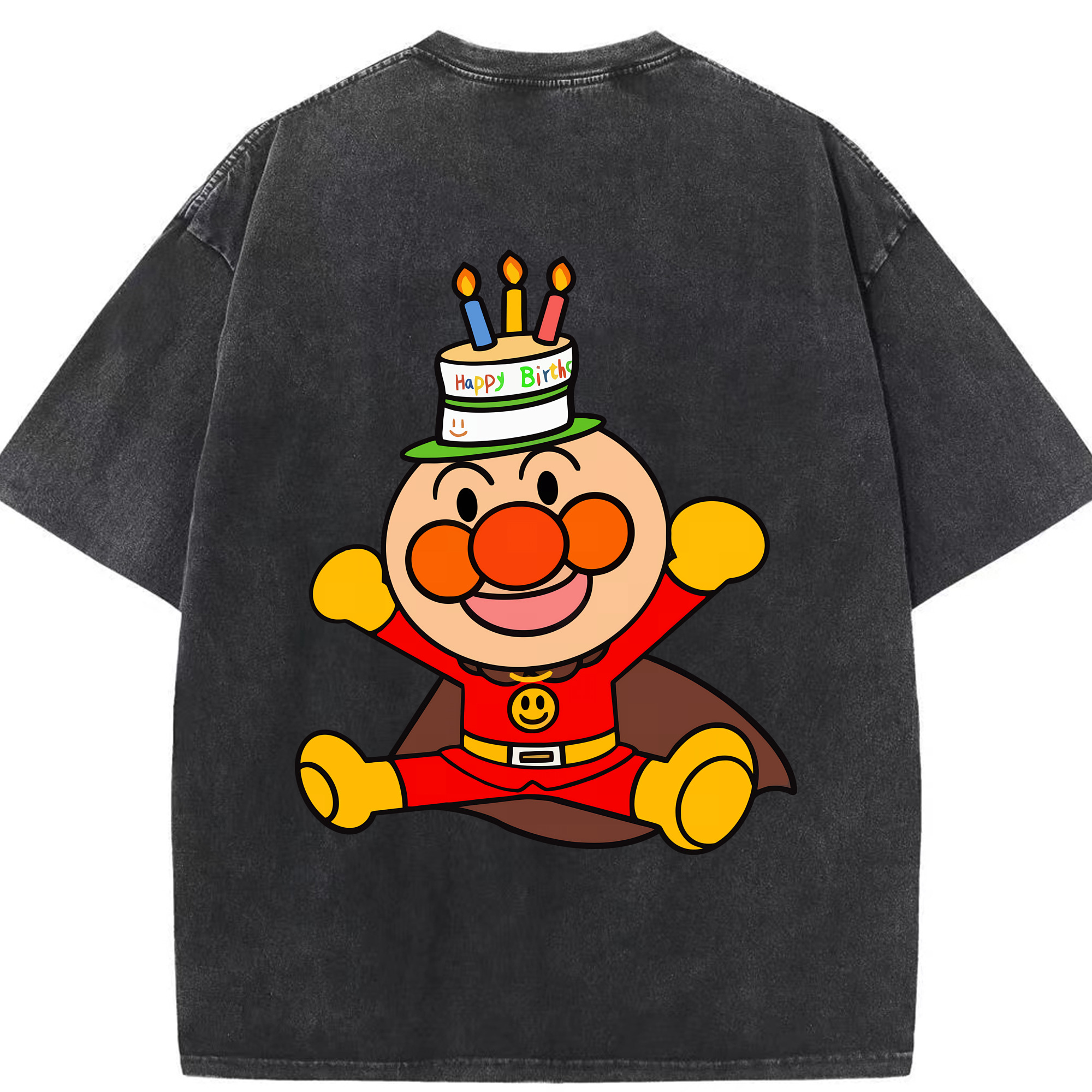 （画像用） アンパンマン Anpanman 綿100% ヴィンテージ風 半袖Tシャツ（背面プリント）