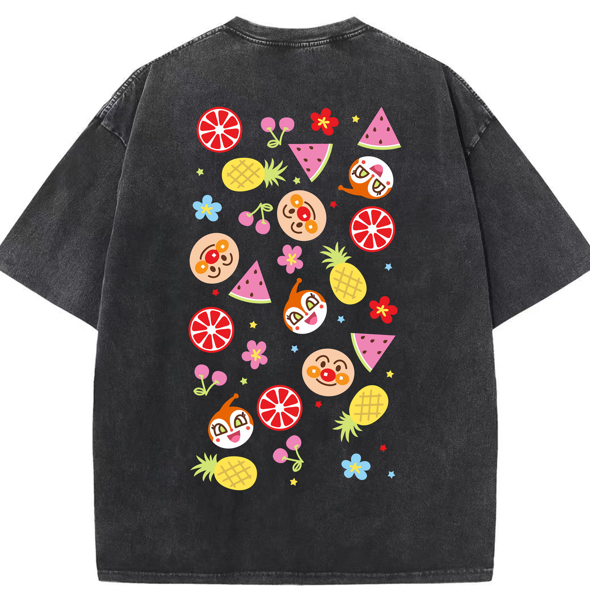 （画像用） アンパンマン Anpanman 綿100% ヴィンテージ風 半袖Tシャツ（背面プリント）