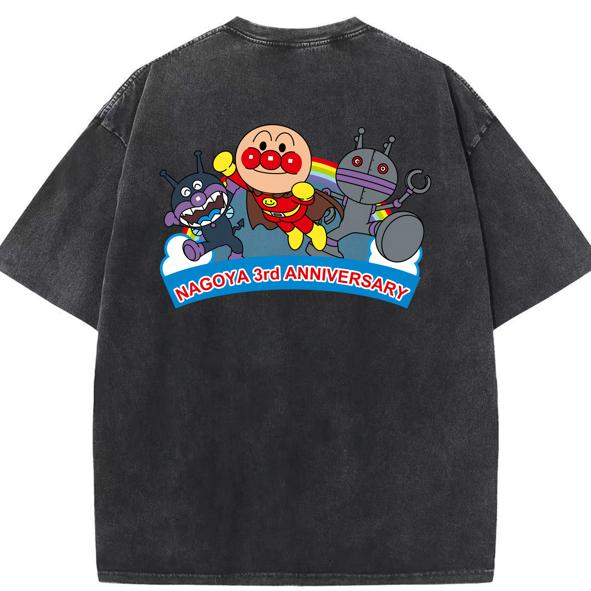 （画像用） アンパンマン Anpanman 綿100% ヴィンテージ風 半袖Tシャツ（背面プリント）