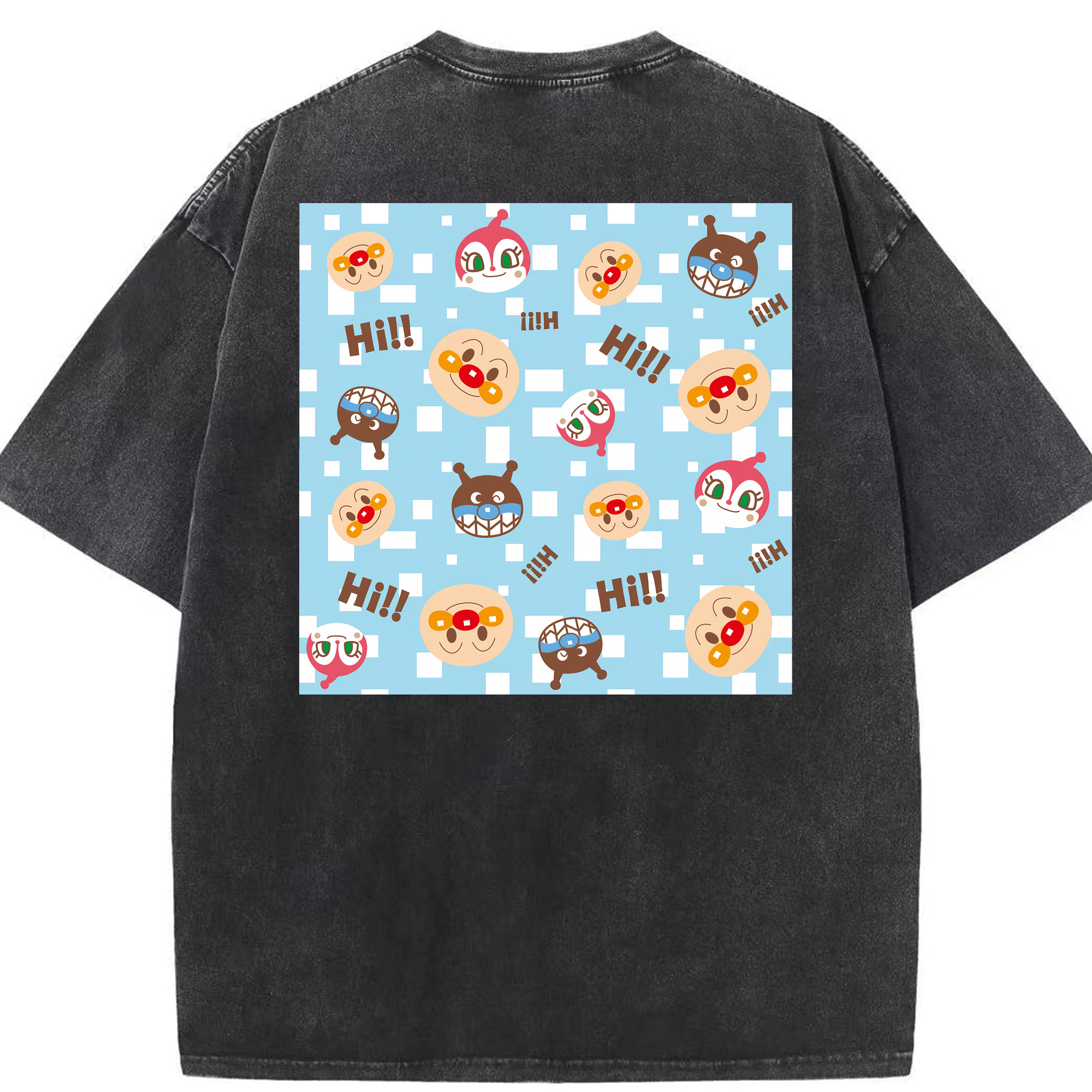 （画像用） アンパンマン Anpanman 綿100% ヴィンテージ風 半袖Tシャツ（背面プリント）