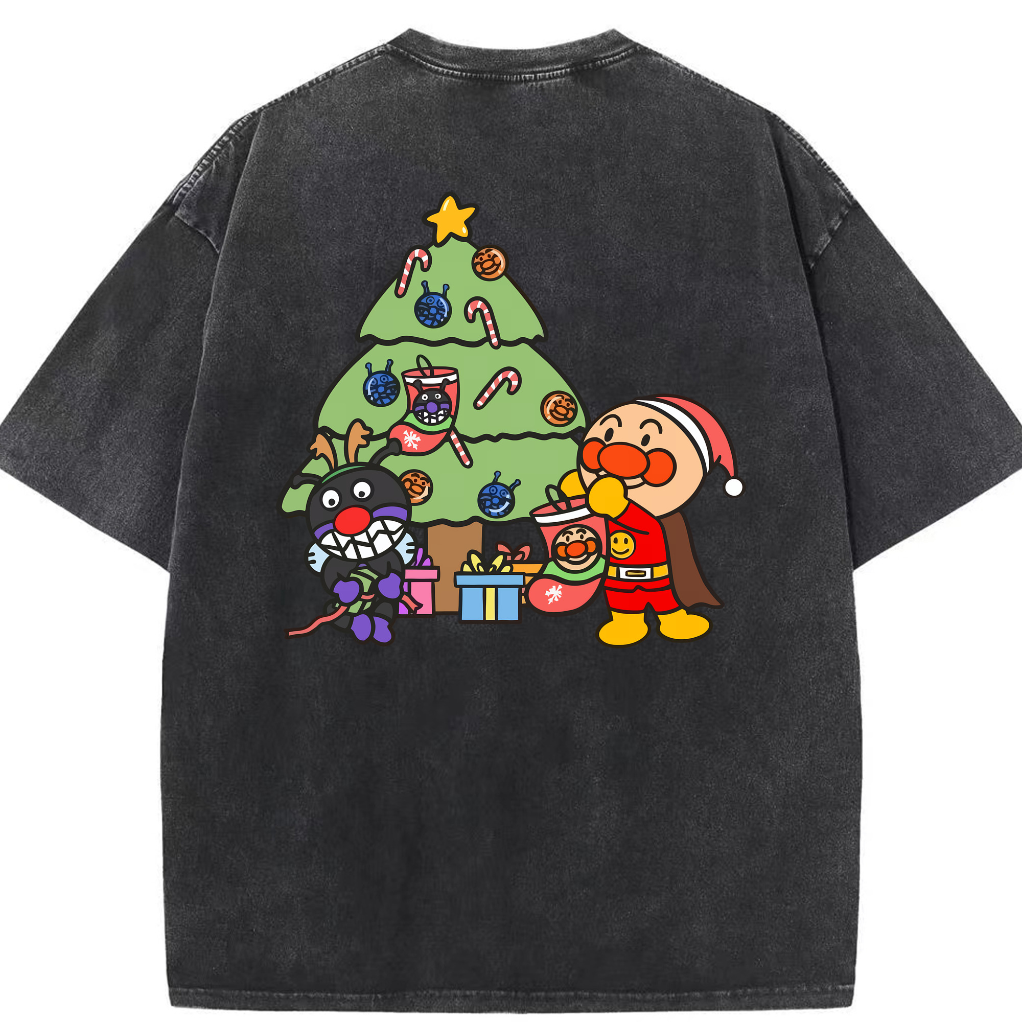 （画像用） アンパンマン Anpanman 綿100% ヴィンテージ風 半袖Tシャツ（背面プリント）