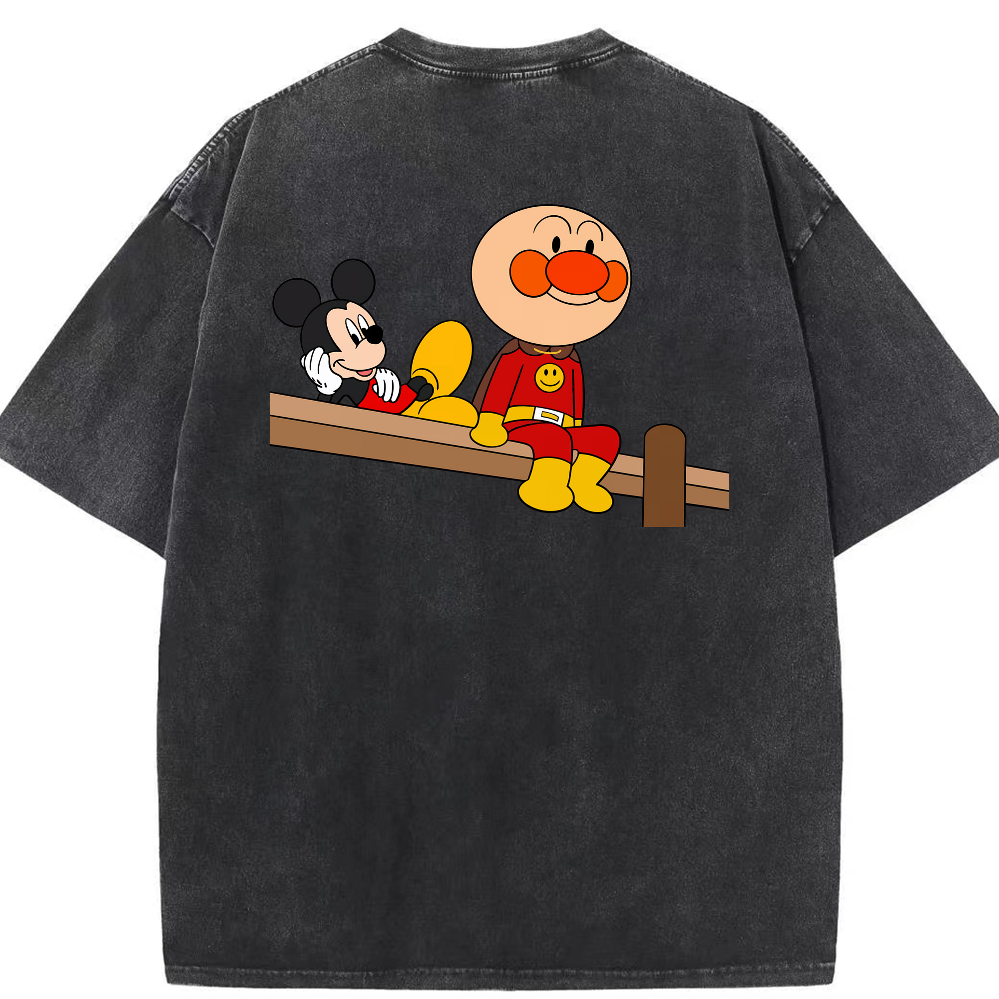 （画像用） アンパンマン Anpanman 綿100% ヴィンテージ風 半袖Tシャツ（背面プリント）