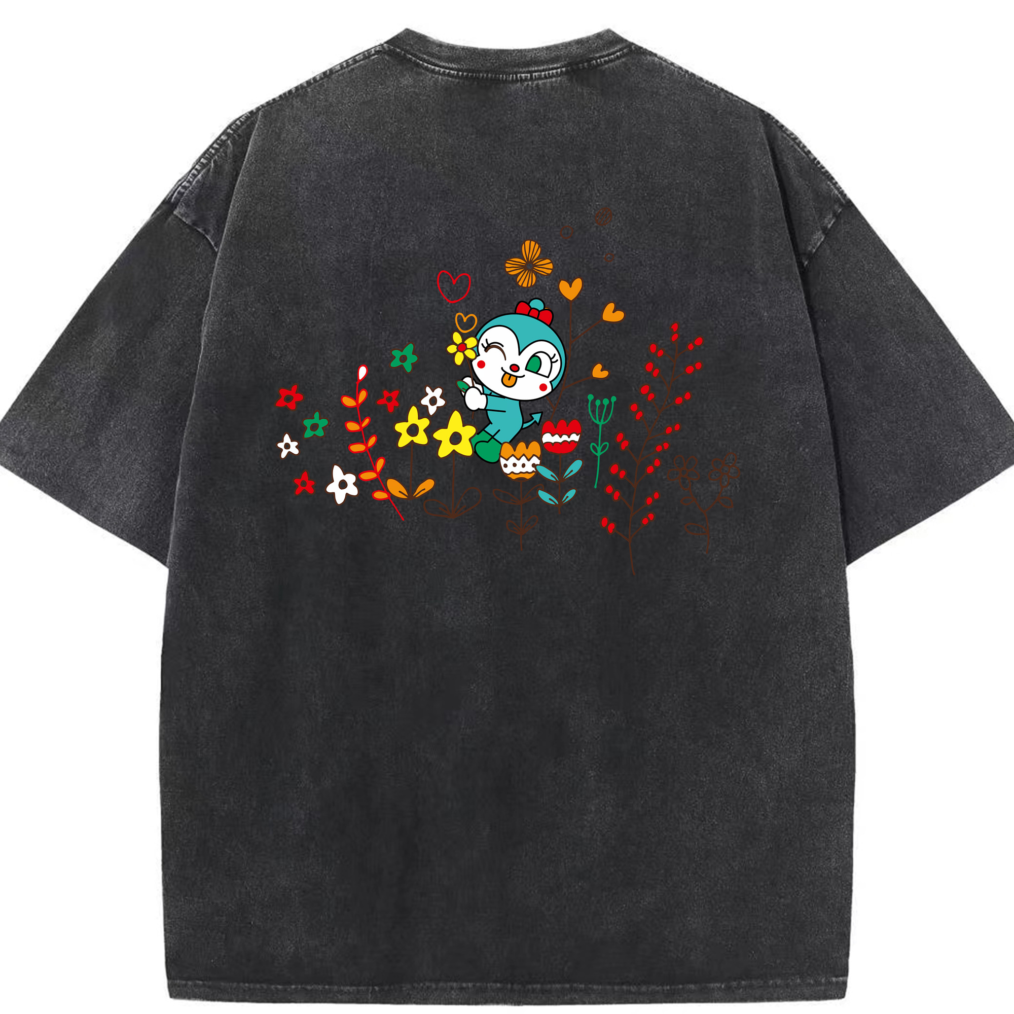 （画像用） アンパンマン Anpanman 綿100% ヴィンテージ風 半袖Tシャツ（背面プリント）