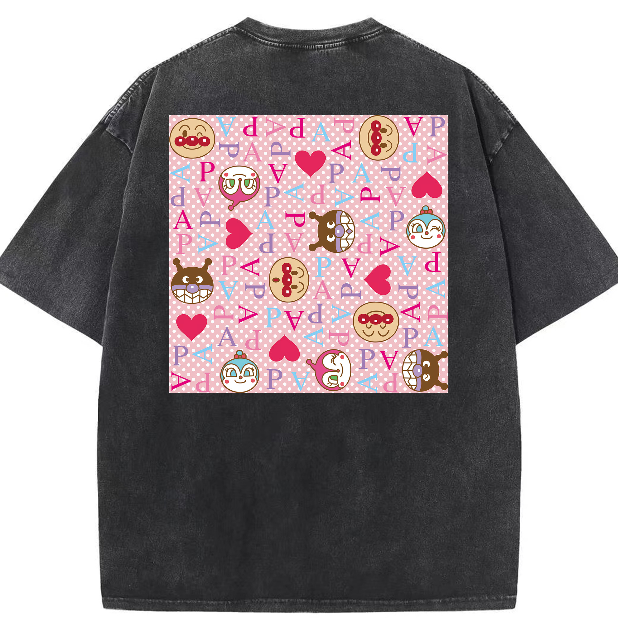 （画像用） アンパンマン Anpanman 綿100% ヴィンテージ風 半袖Tシャツ（背面プリント）