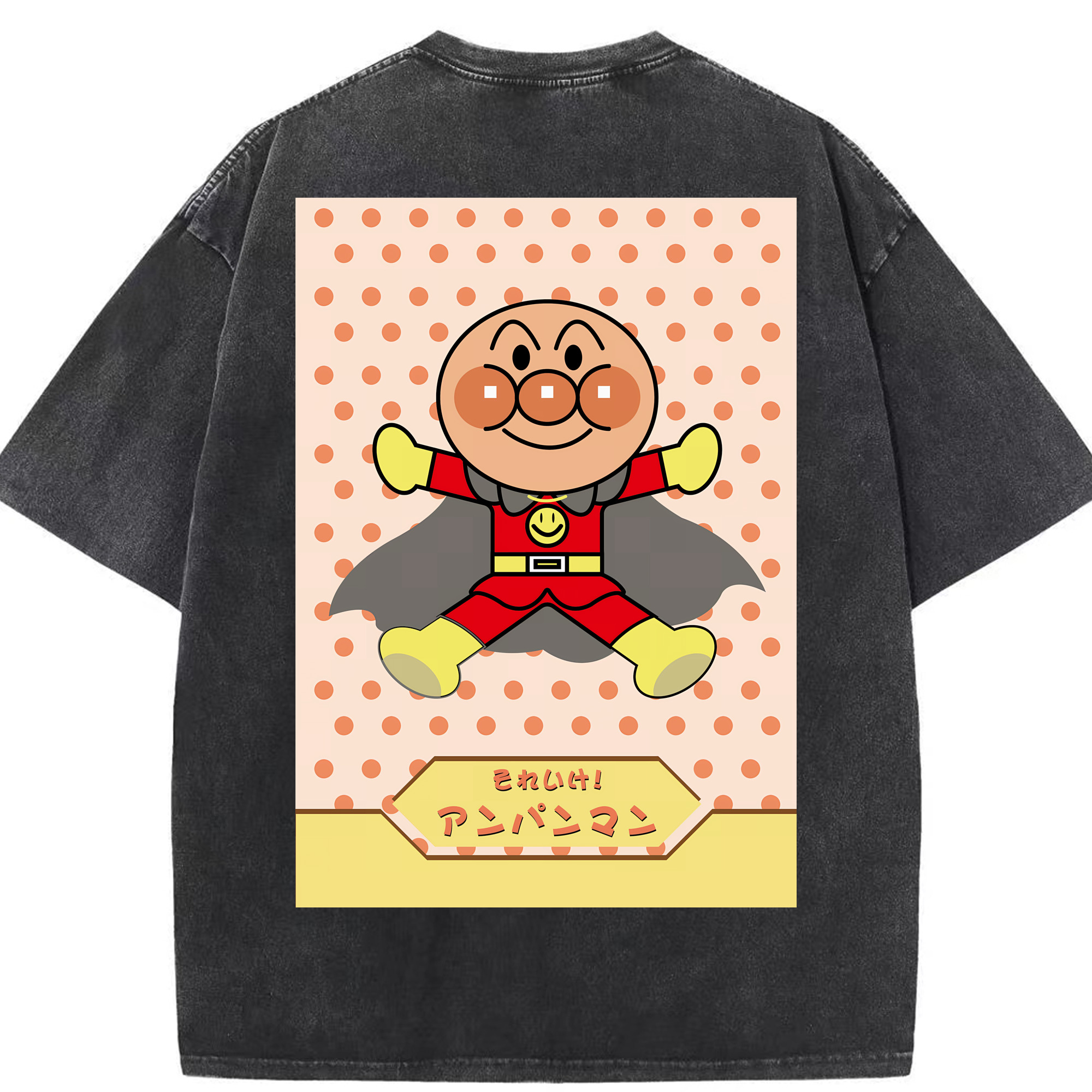 （画像用） アンパンマン Anpanman 綿100% ヴィンテージ風 半袖Tシャツ（背面プリント）