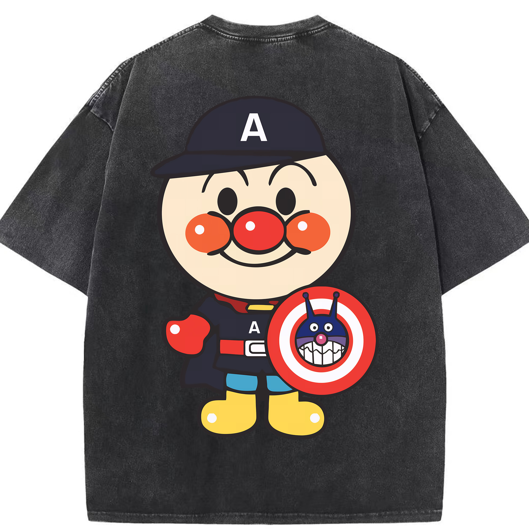 （画像用） アンパンマン Anpanman 綿100% ヴィンテージ風 半袖Tシャツ（背面プリント）
