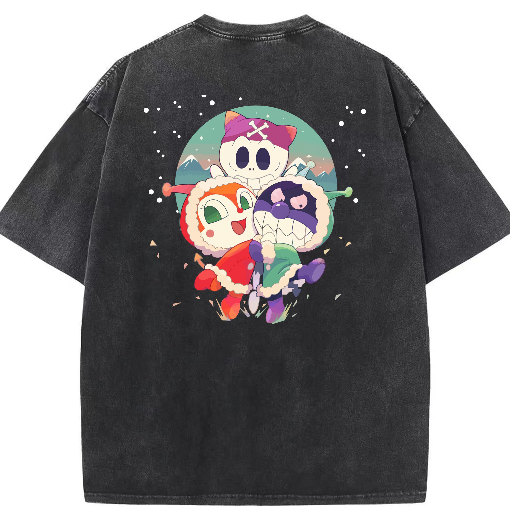 （画像用） アンパンマン Anpanman 綿100% ヴィンテージ風 半袖Tシャツ（背面プリント）