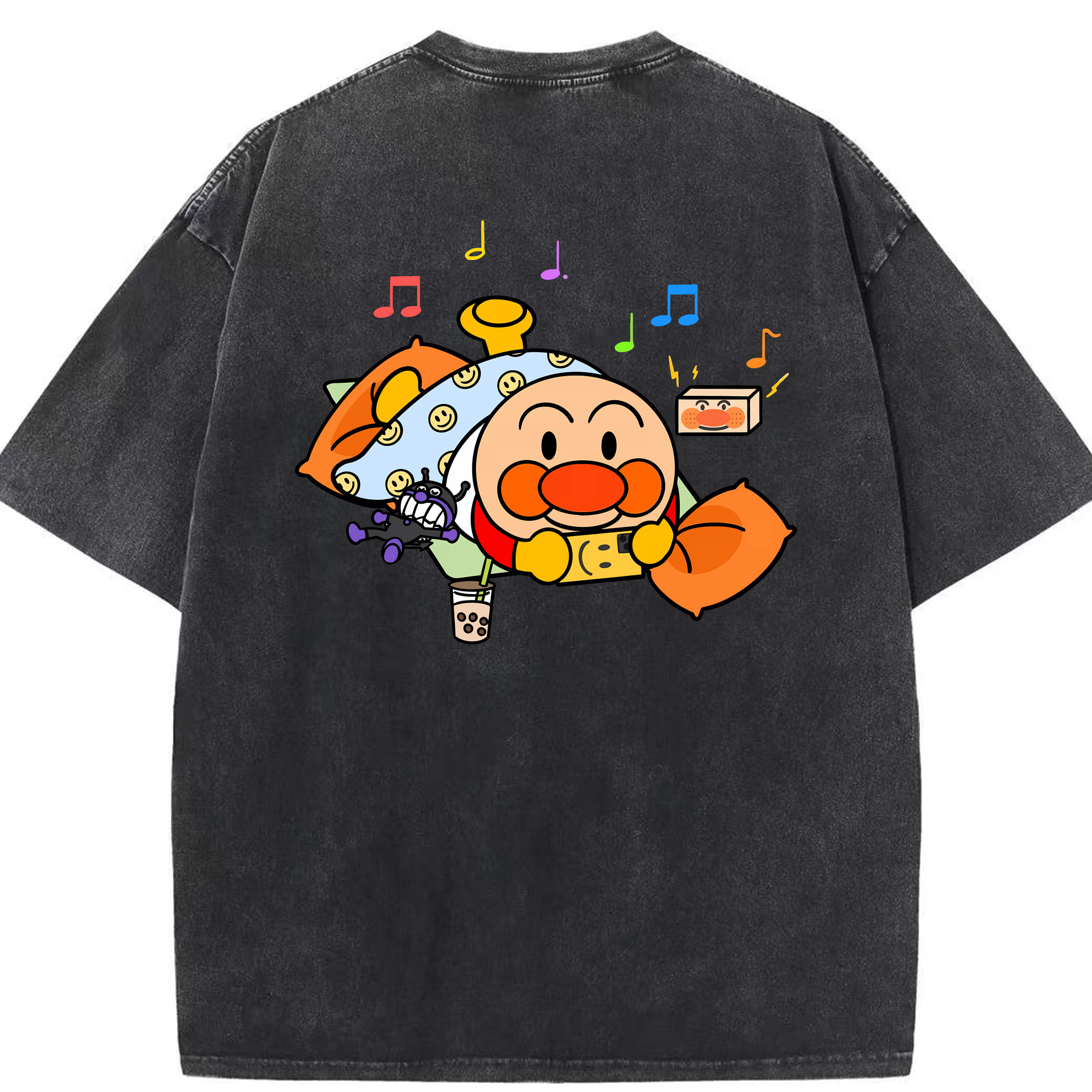 （画像用） アンパンマン Anpanman 綿100% ヴィンテージ風 半袖Tシャツ（背面プリント）