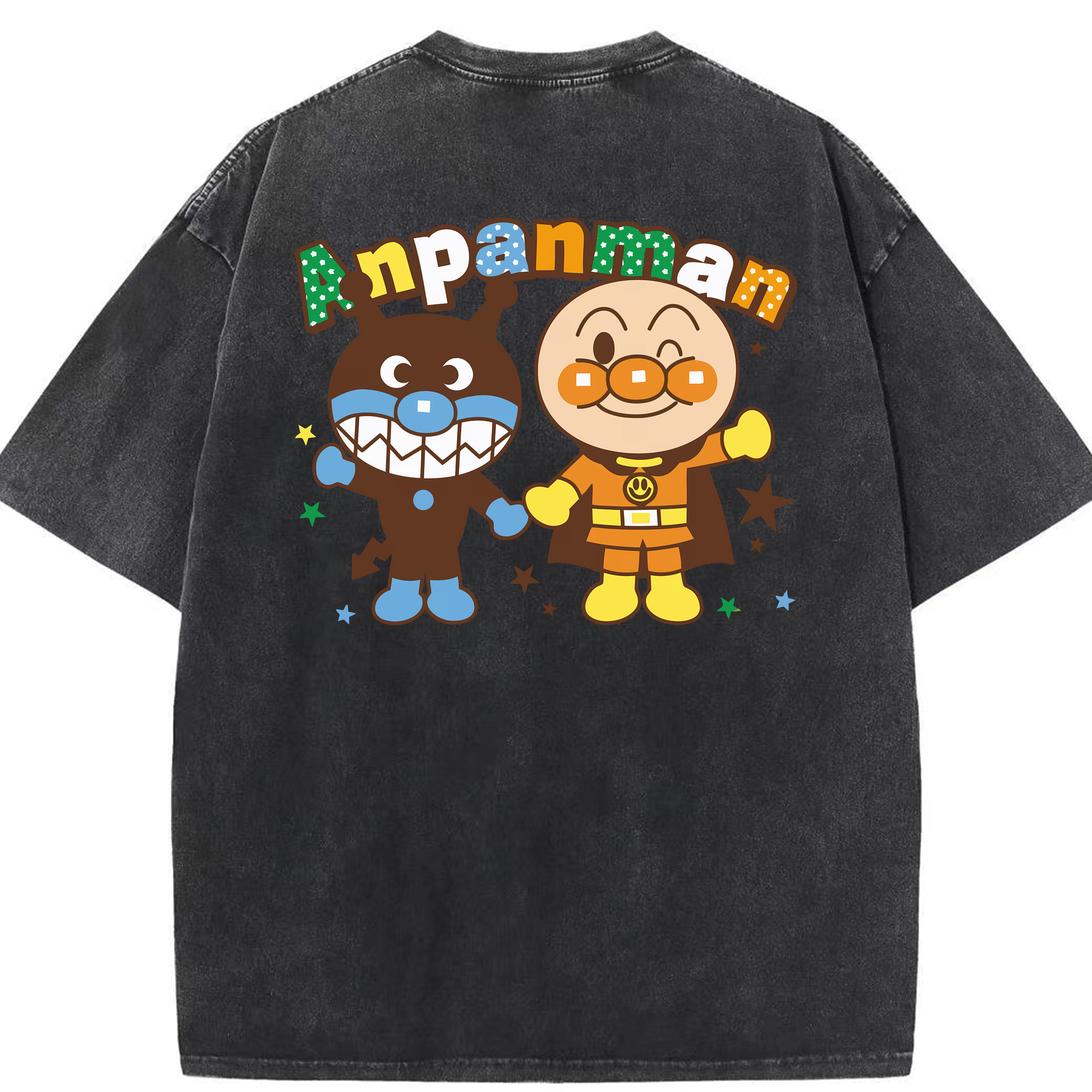 （画像用） アンパンマン Anpanman 綿100% ヴィンテージ風 半袖Tシャツ（背面プリント）
