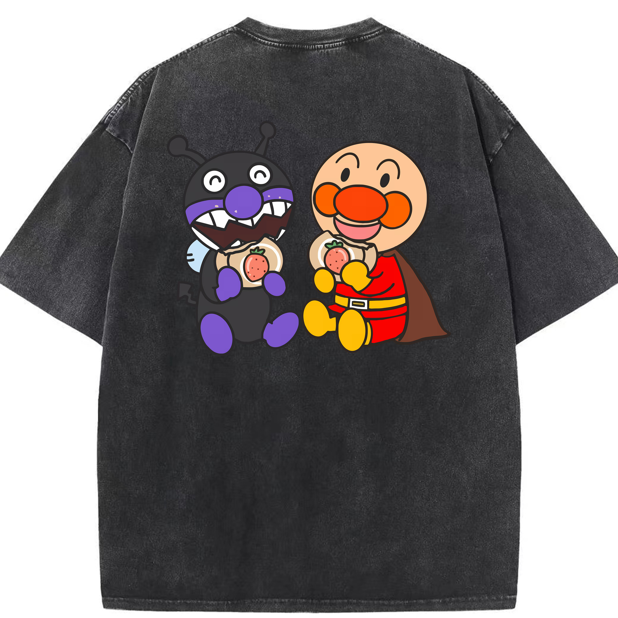 （画像用） アンパンマン Anpanman 綿100% ヴィンテージ風 半袖Tシャツ（背面プリント）