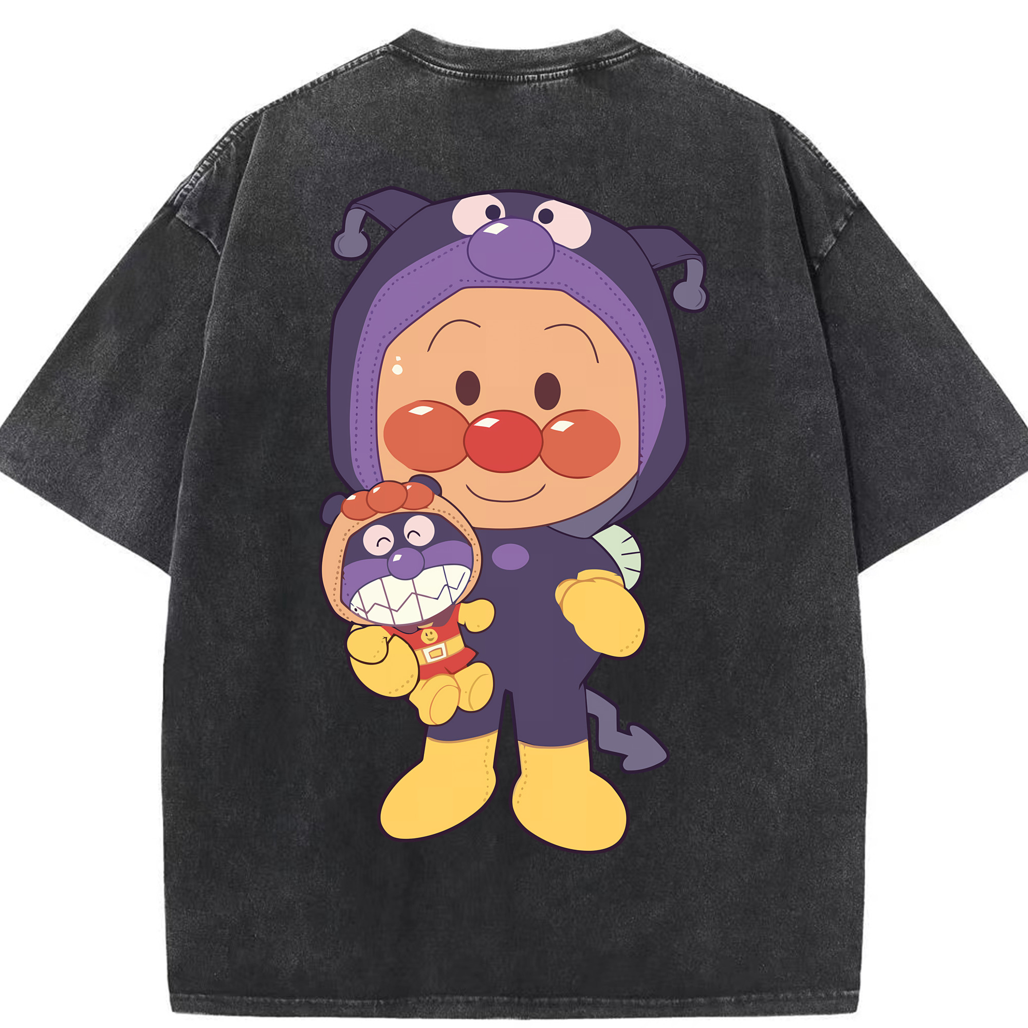 （画像用） アンパンマン Anpanman 綿100% ヴィンテージ風 半袖Tシャツ（背面プリント）