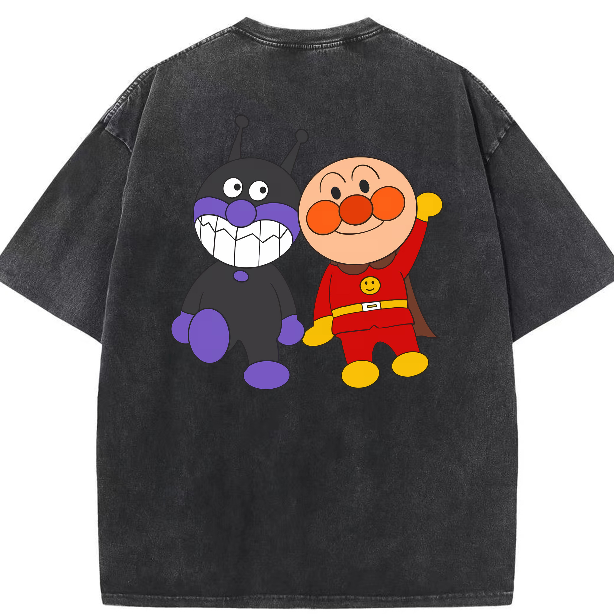 （画像用） アンパンマン Anpanman 綿100% ヴィンテージ風 半袖Tシャツ（背面プリント）