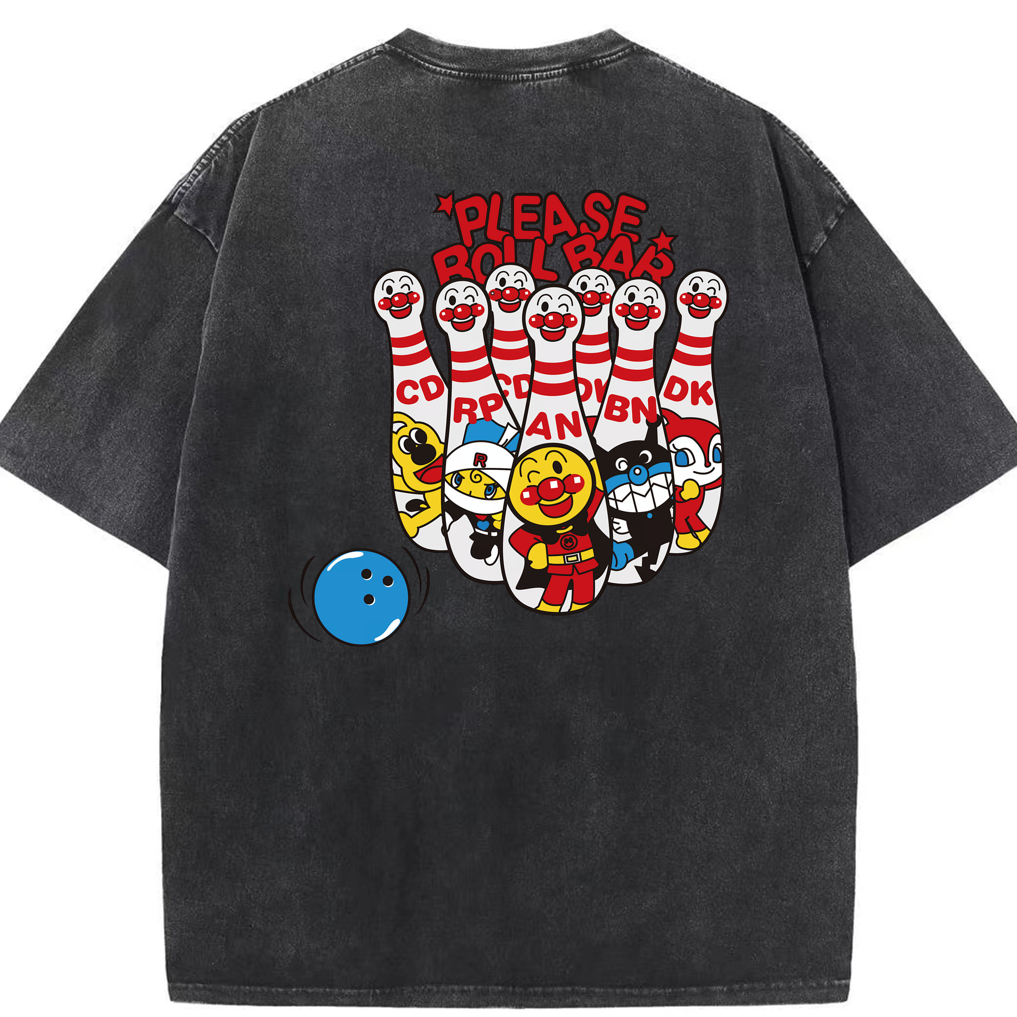 （画像用） アンパンマン Anpanman 綿100% ヴィンテージ風 半袖Tシャツ（背面プリント）