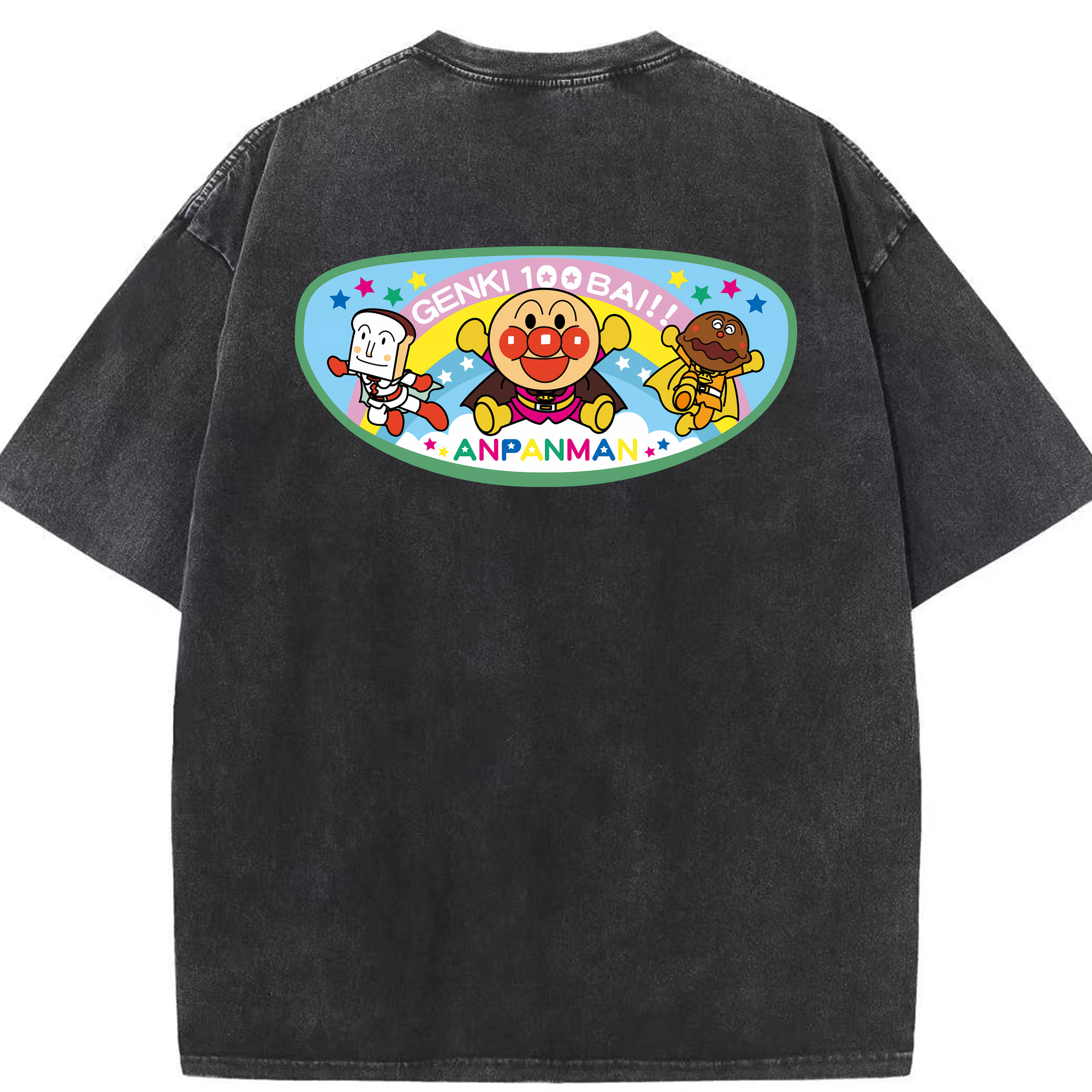（画像用） アンパンマン Anpanman 綿100% ヴィンテージ風 半袖Tシャツ（背面プリント）