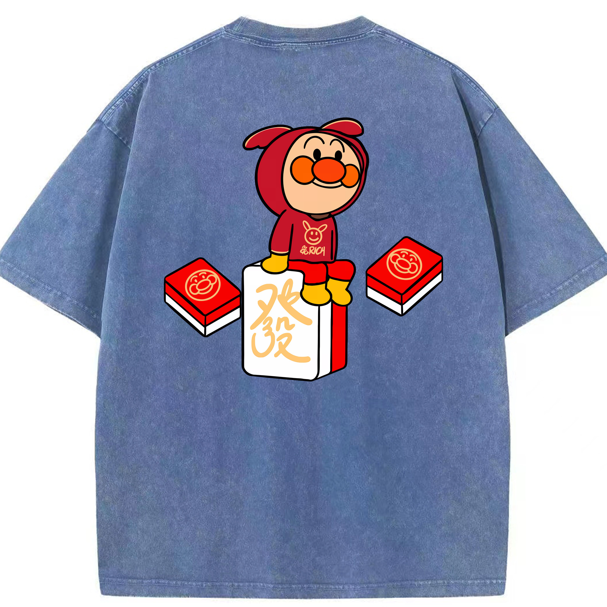 （画像用） アンパンマン Anpanman 綿100% ヴィンテージ風 半袖Tシャツ（背面プリント）