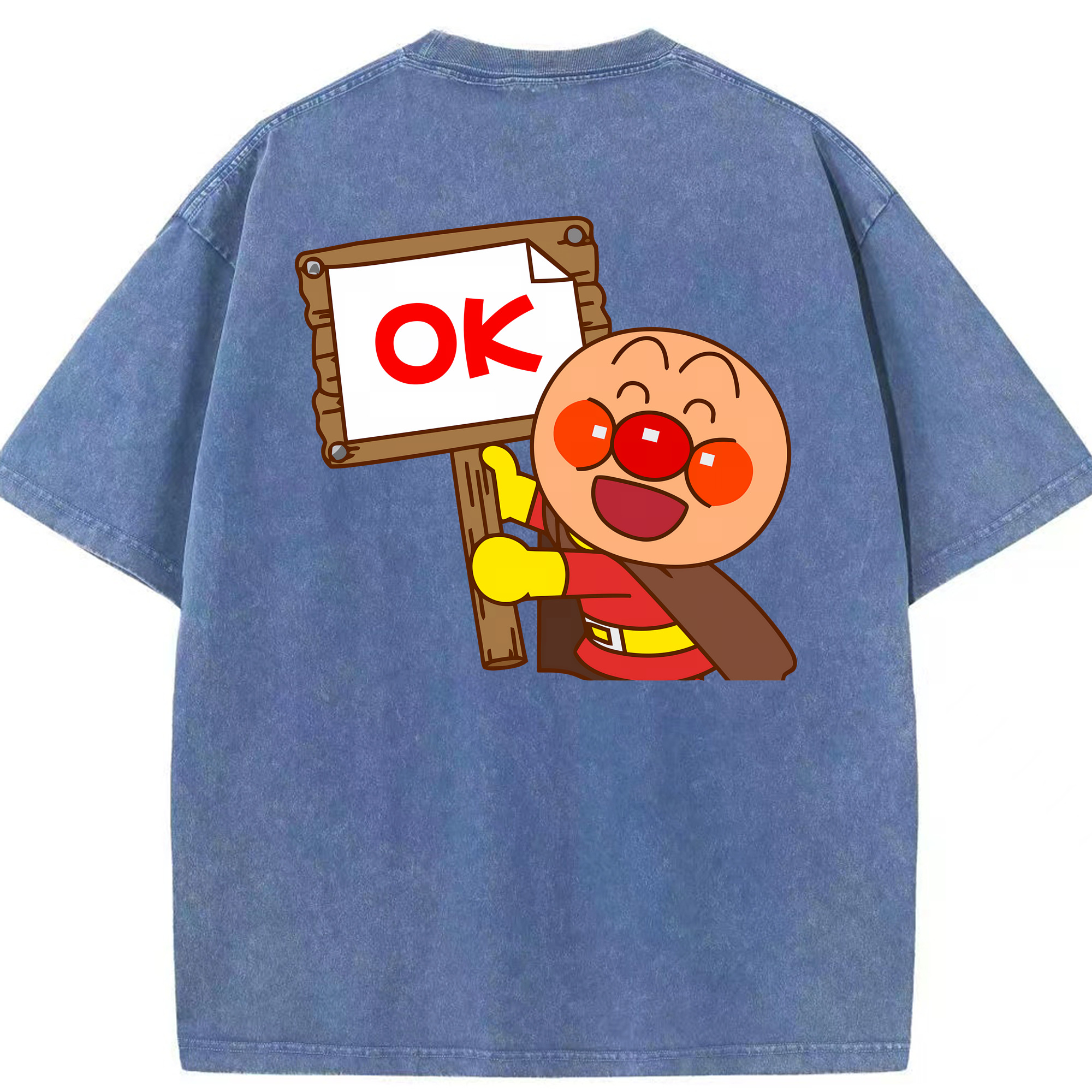 （画像用） アンパンマン Anpanman 綿100% ヴィンテージ風 半袖Tシャツ（背面プリント）
