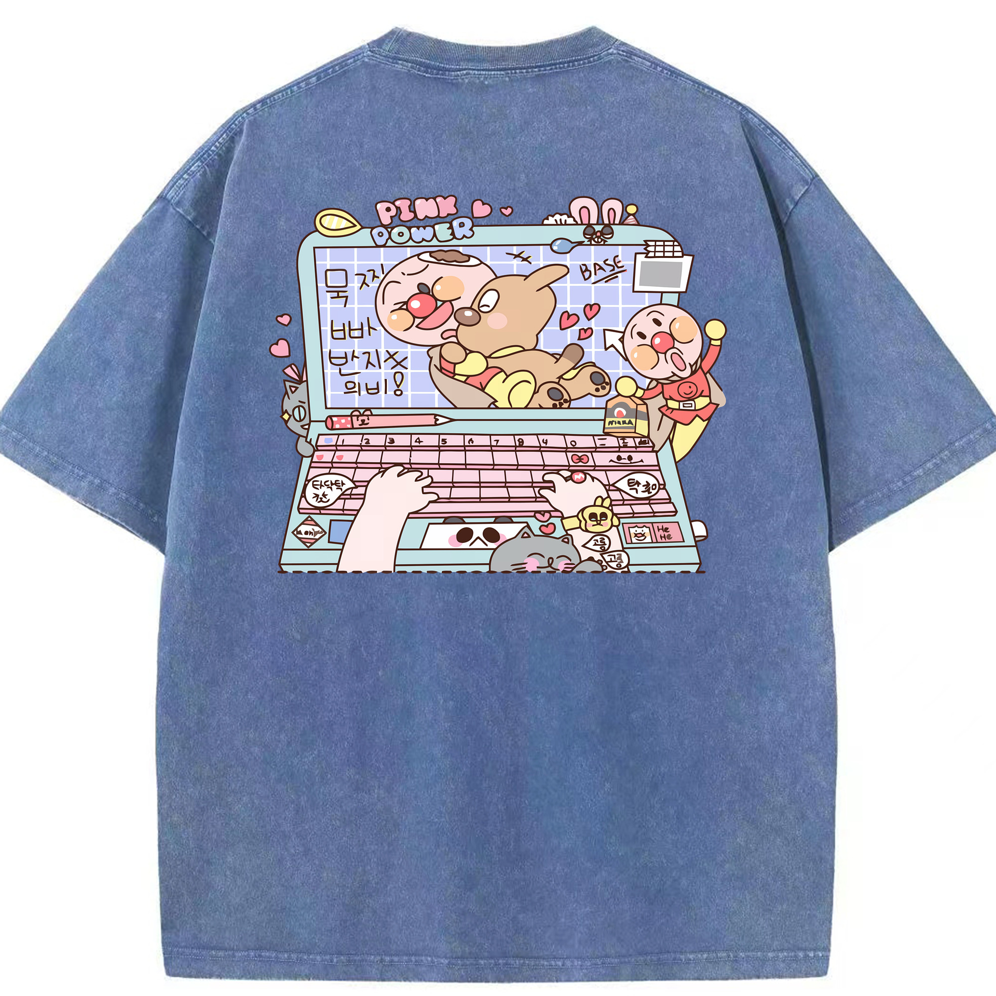 （画像用） アンパンマン Anpanman 綿100% ヴィンテージ風 半袖Tシャツ（背面プリント）