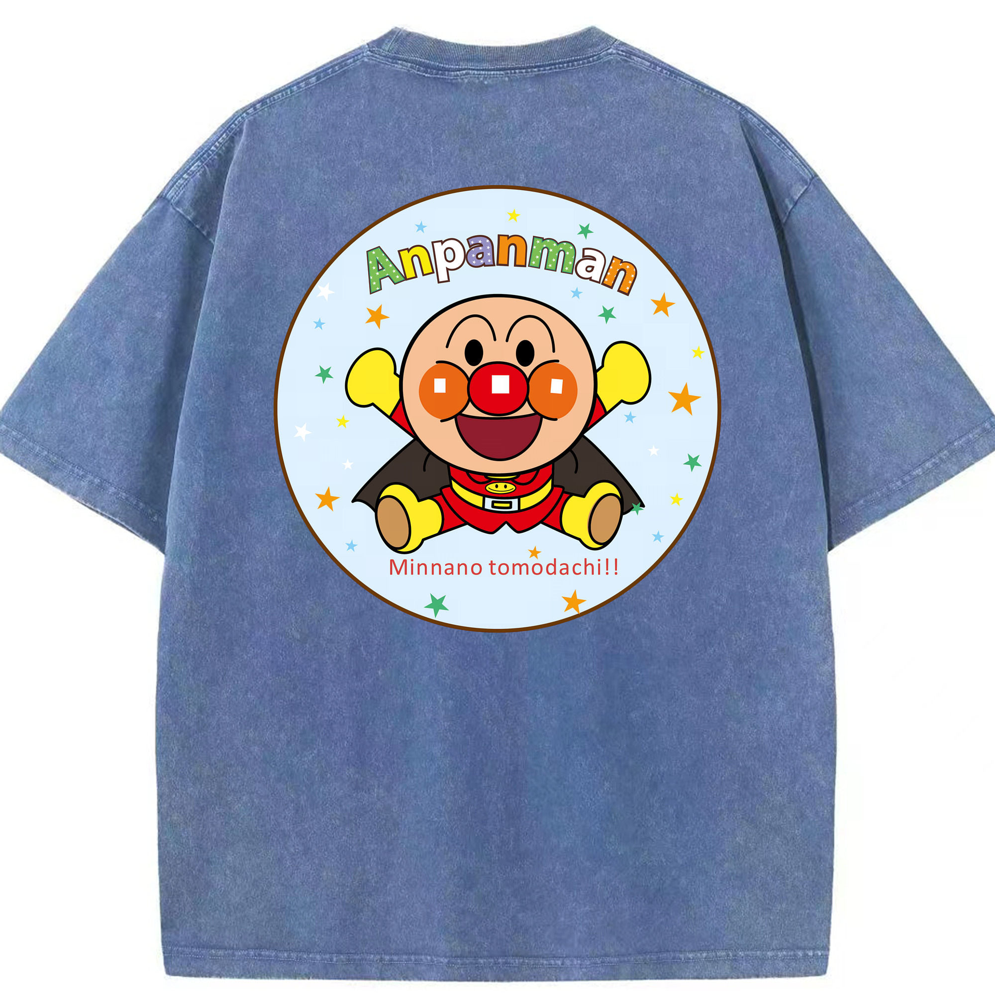 （画像用） アンパンマン Anpanman 綿100% ヴィンテージ風 半袖Tシャツ（背面プリント）