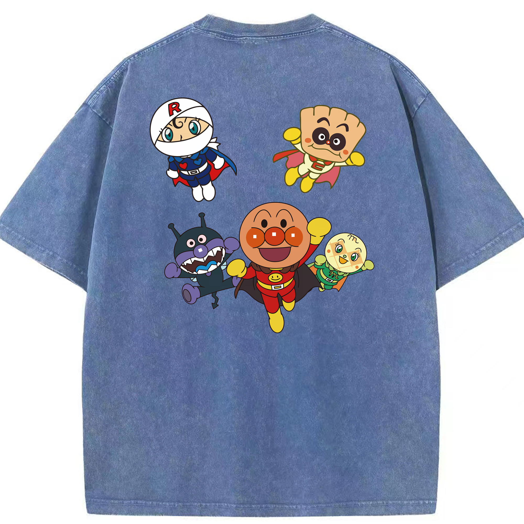 （画像用） アンパンマン Anpanman 綿100% ヴィンテージ風 半袖Tシャツ（背面プリント）