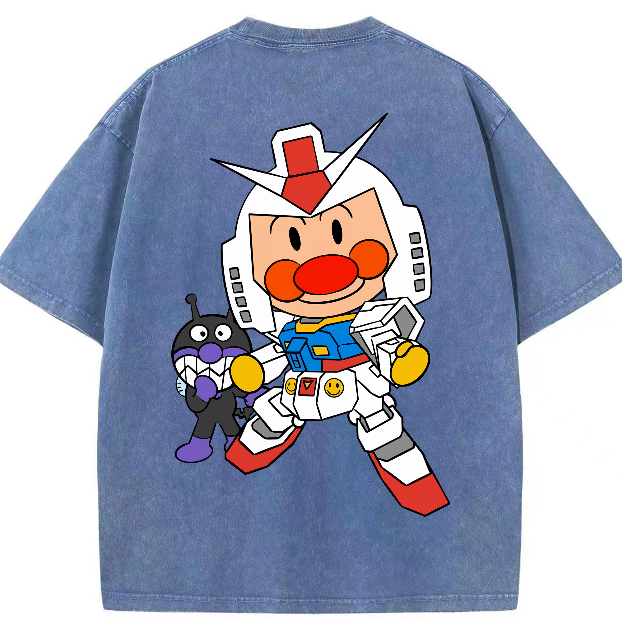 （画像用） アンパンマン Anpanman 綿100% ヴィンテージ風 半袖Tシャツ（背面プリント）
