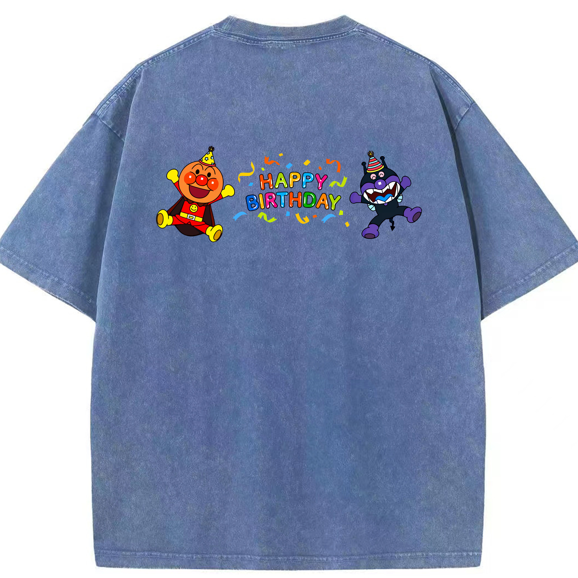 （画像用） アンパンマン Anpanman 綿100% ヴィンテージ風 半袖Tシャツ（背面プリント）