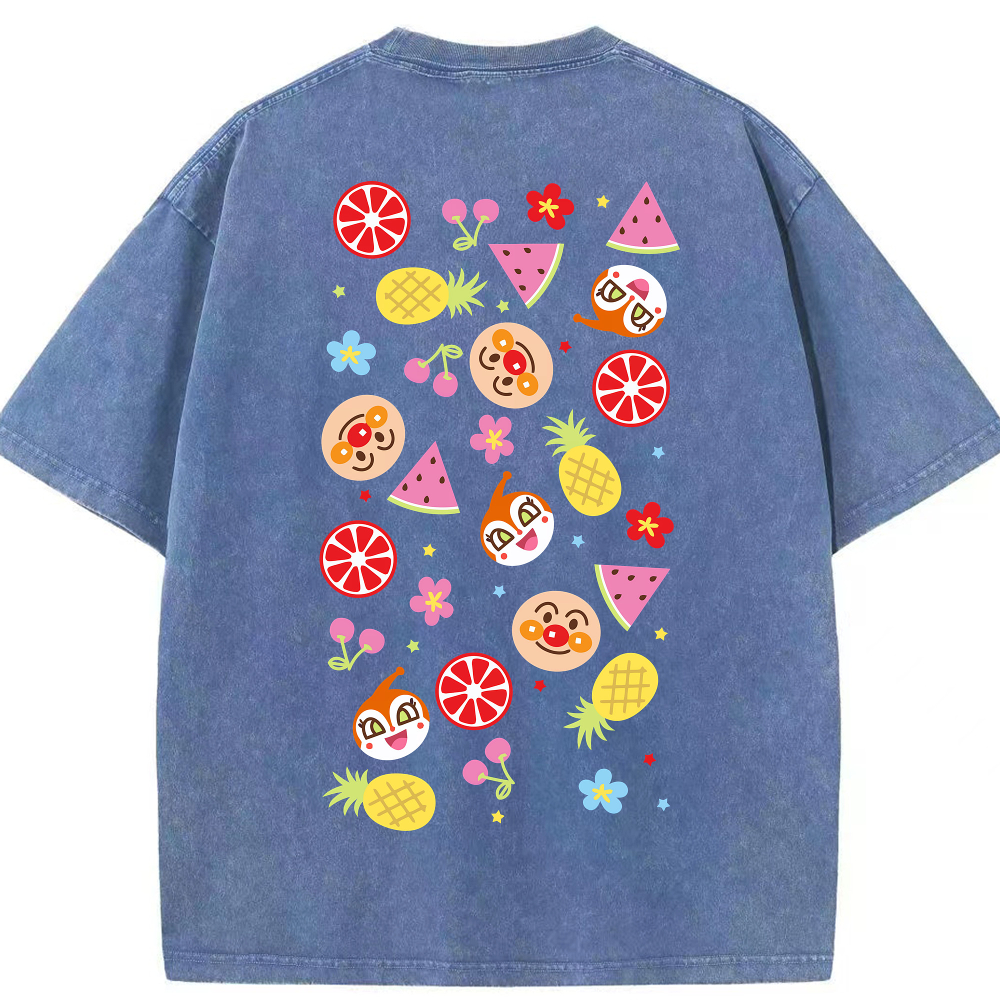 （画像用） アンパンマン Anpanman 綿100% ヴィンテージ風 半袖Tシャツ（背面プリント）