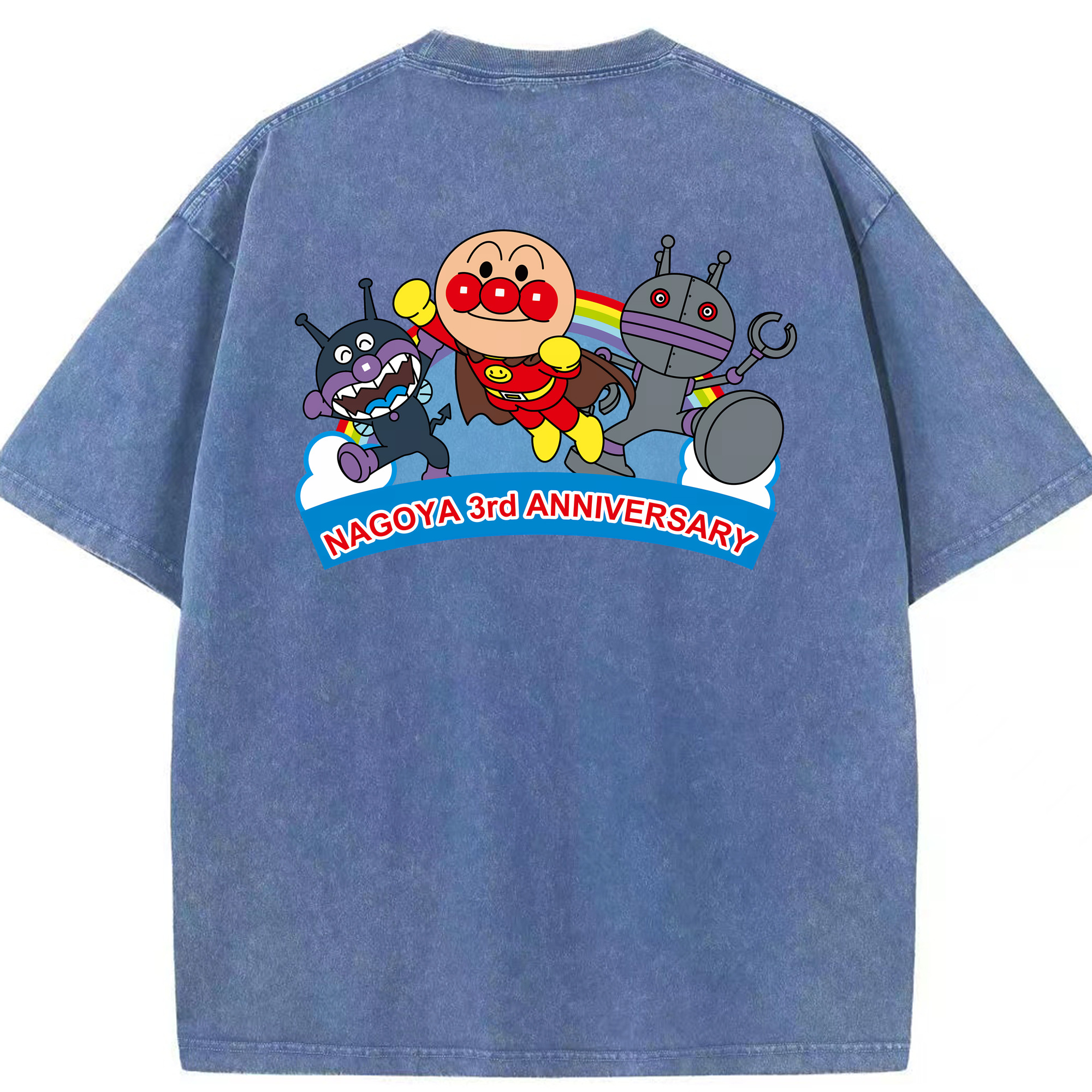 （画像用） アンパンマン Anpanman 綿100% ヴィンテージ風 半袖Tシャツ（背面プリント）