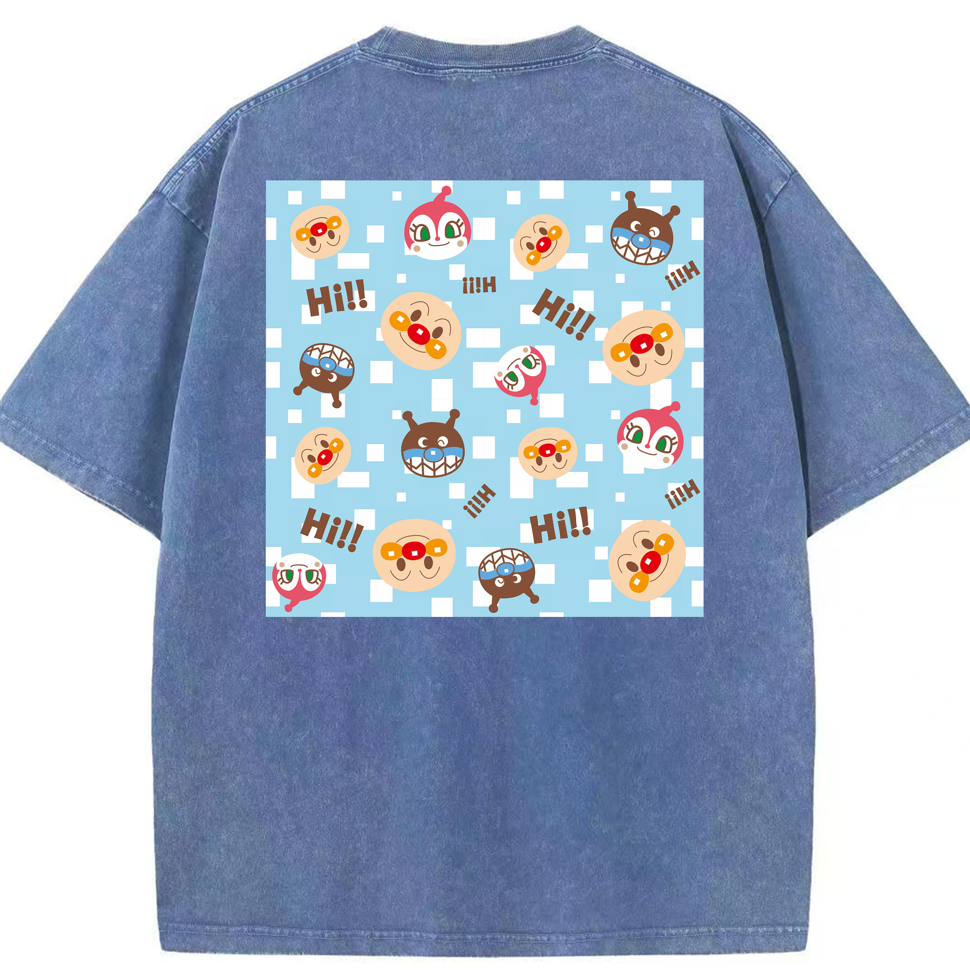 （画像用） アンパンマン Anpanman 綿100% ヴィンテージ風 半袖Tシャツ（背面プリント）