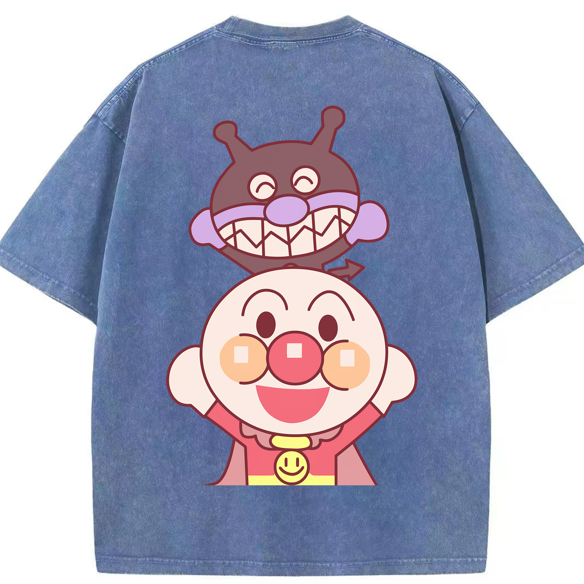 （画像用） アンパンマン Anpanman 綿100% ヴィンテージ風 半袖Tシャツ（背面プリント）