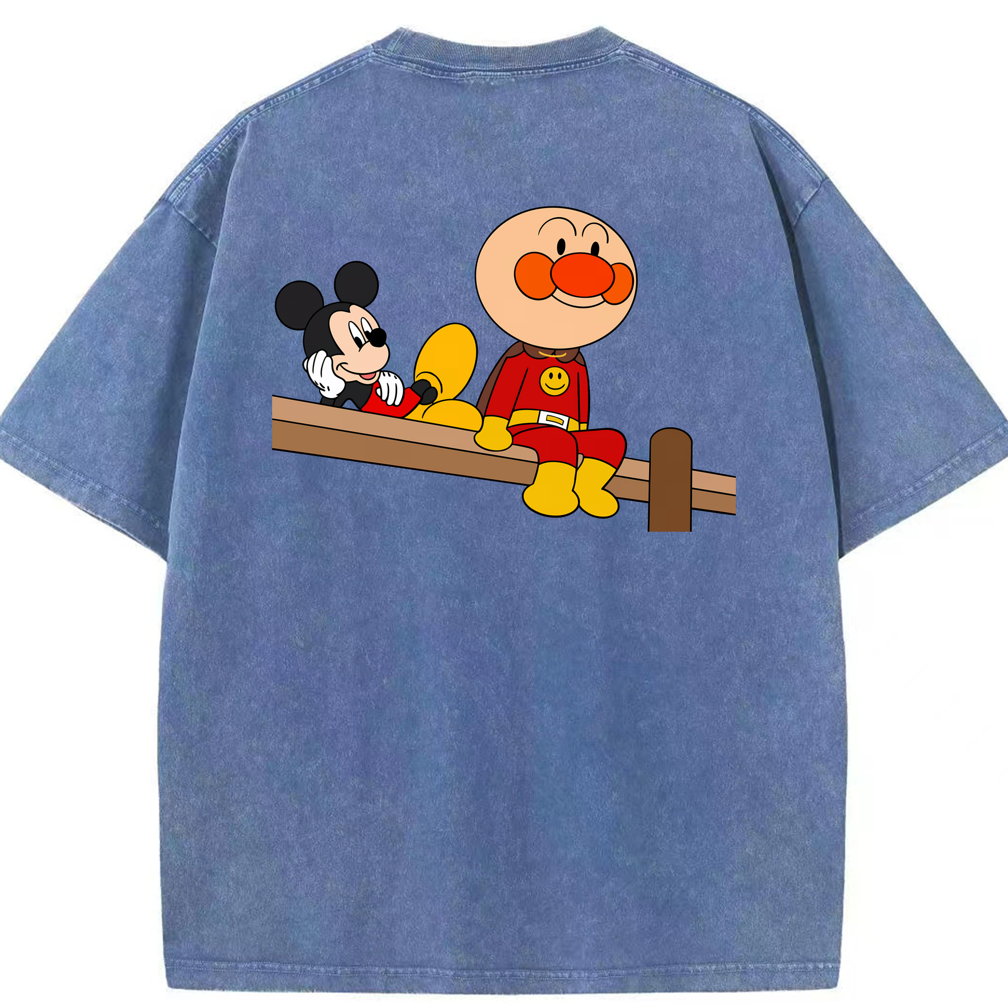 （画像用） アンパンマン Anpanman 綿100% ヴィンテージ風 半袖Tシャツ（背面プリント）