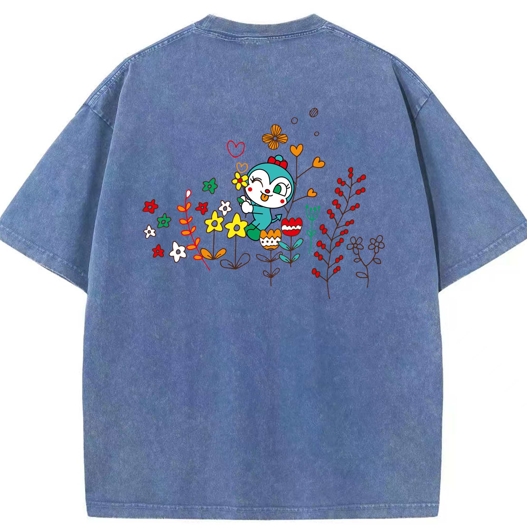 （画像用） アンパンマン Anpanman 綿100% ヴィンテージ風 半袖Tシャツ（背面プリント）