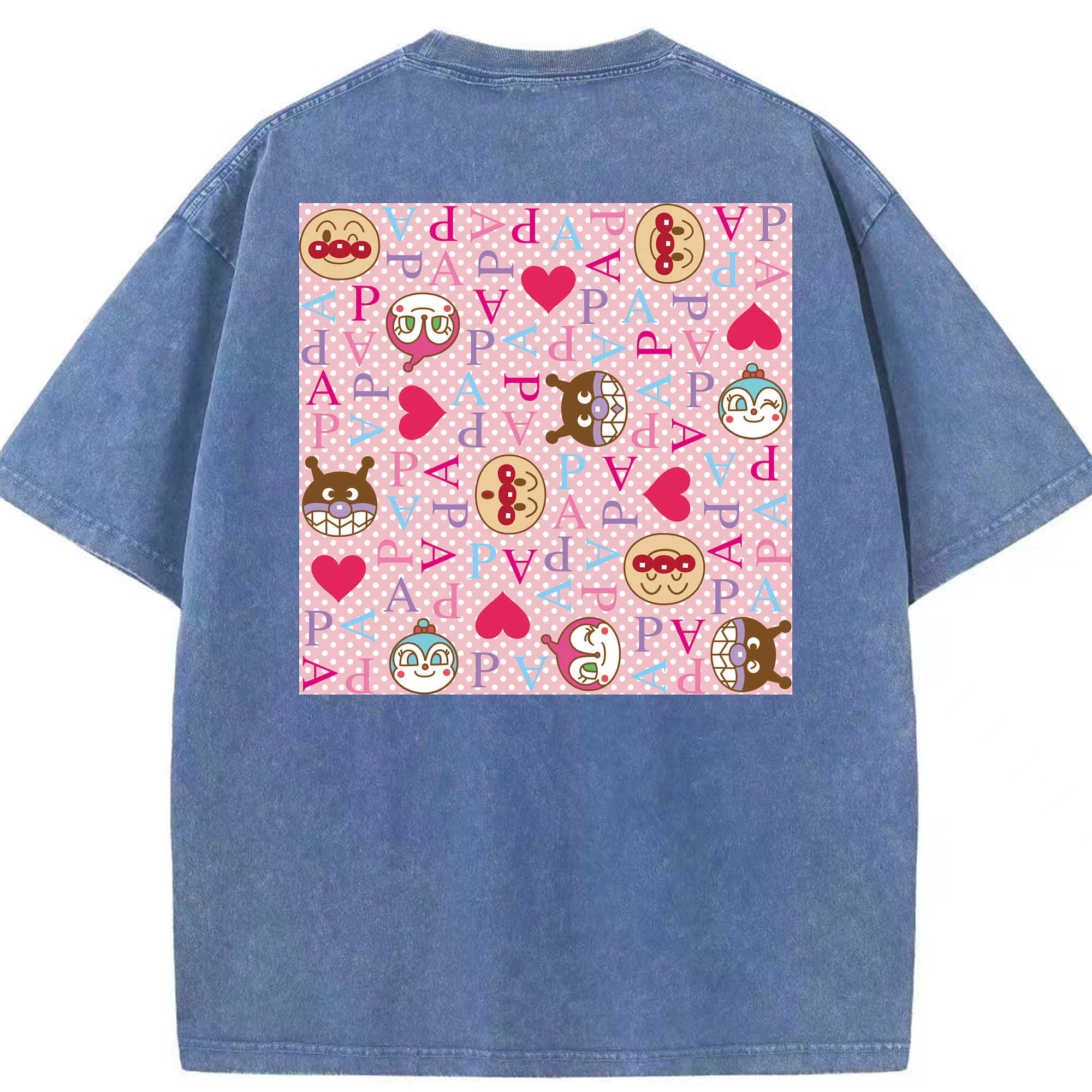 （画像用） アンパンマン Anpanman 綿100% ヴィンテージ風 半袖Tシャツ（背面プリント）