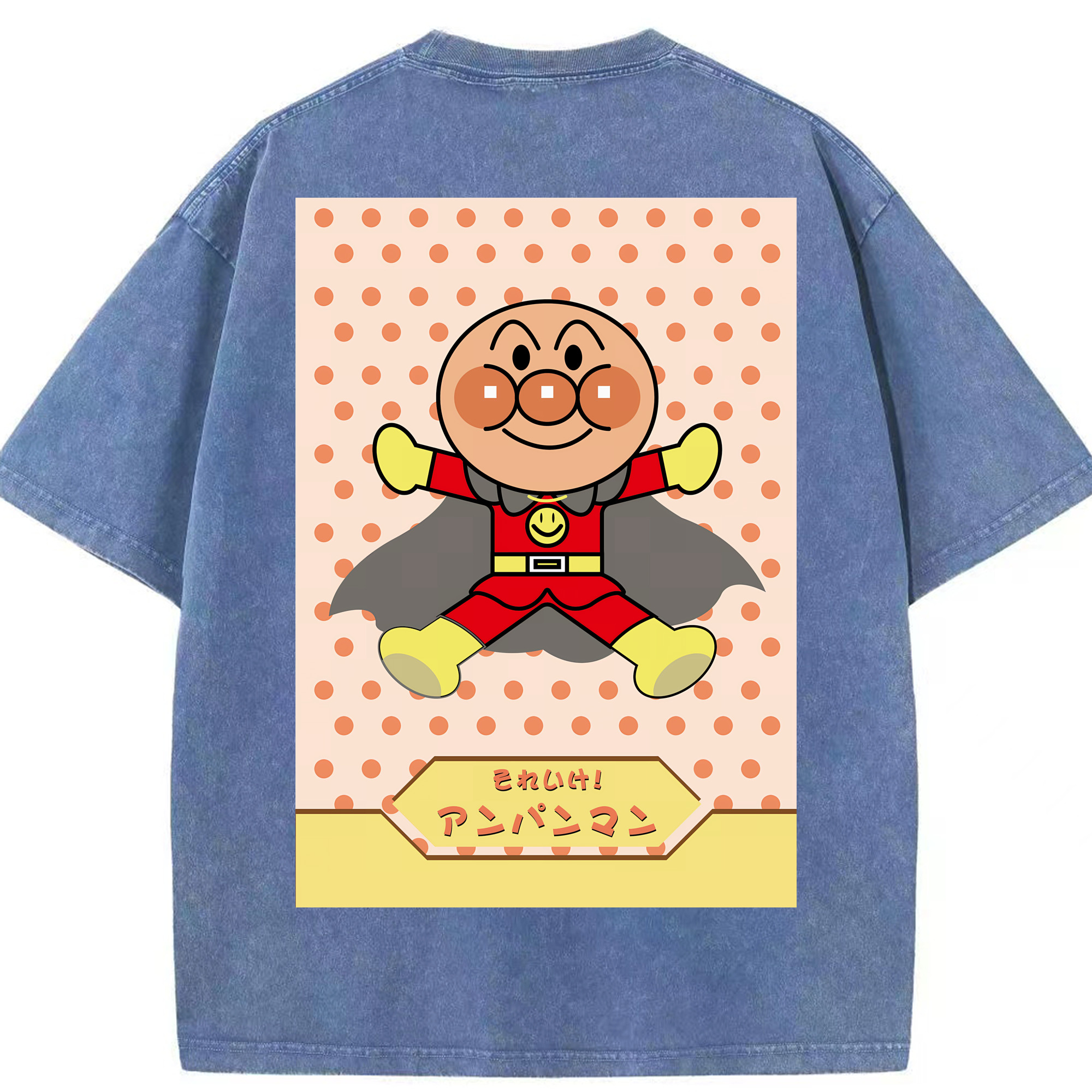 （画像用） アンパンマン Anpanman 綿100% ヴィンテージ風 半袖Tシャツ（背面プリント）