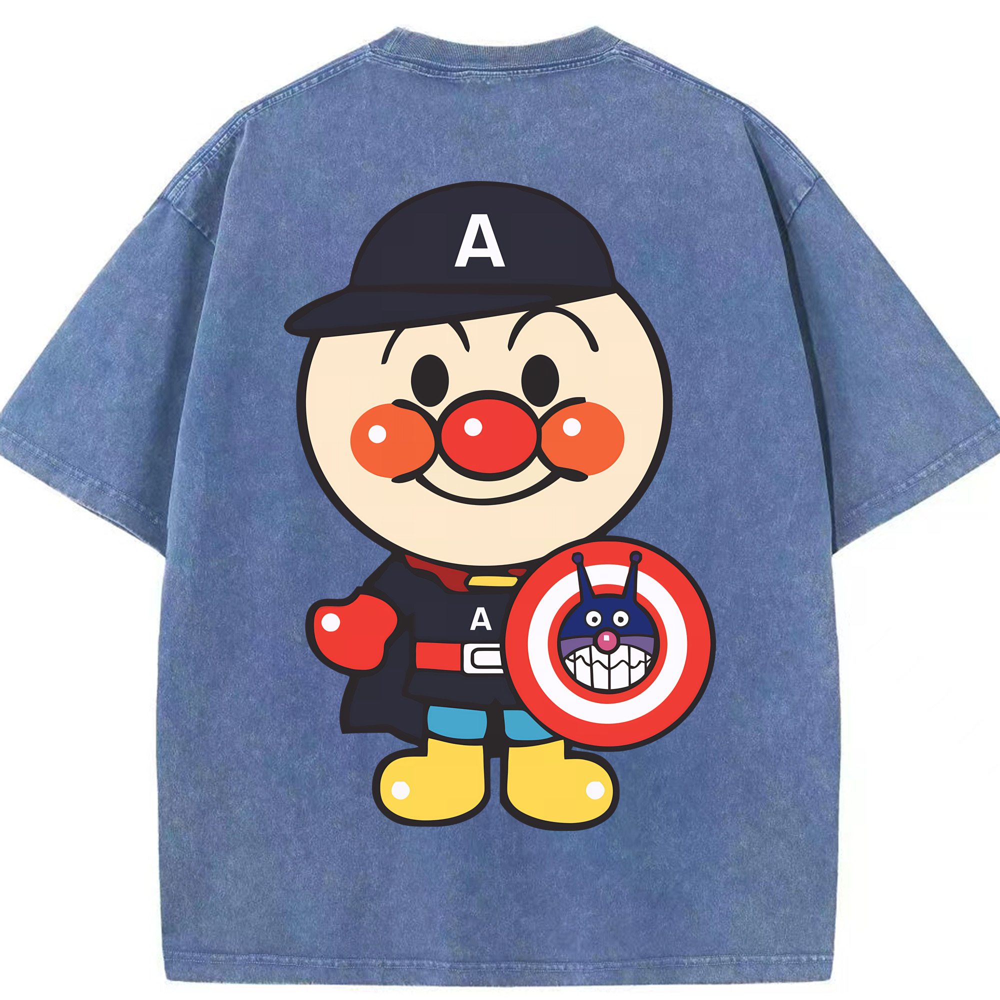 （画像用） アンパンマン Anpanman 綿100% ヴィンテージ風 半袖Tシャツ（背面プリント）