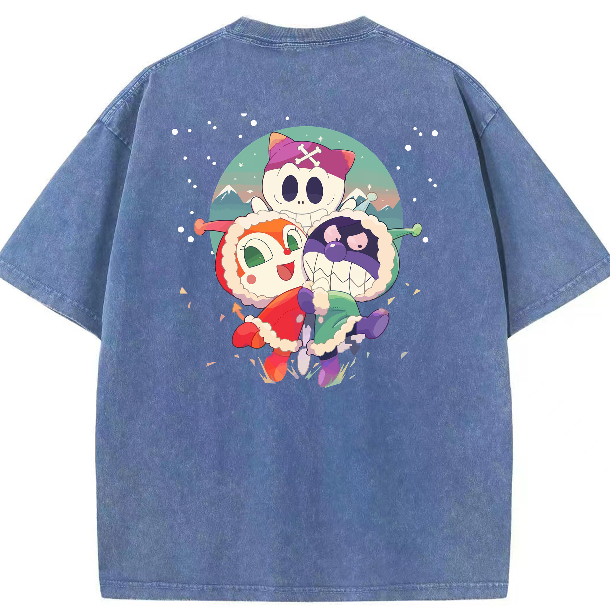 （画像用） アンパンマン Anpanman 綿100% ヴィンテージ風 半袖Tシャツ（背面プリント）
