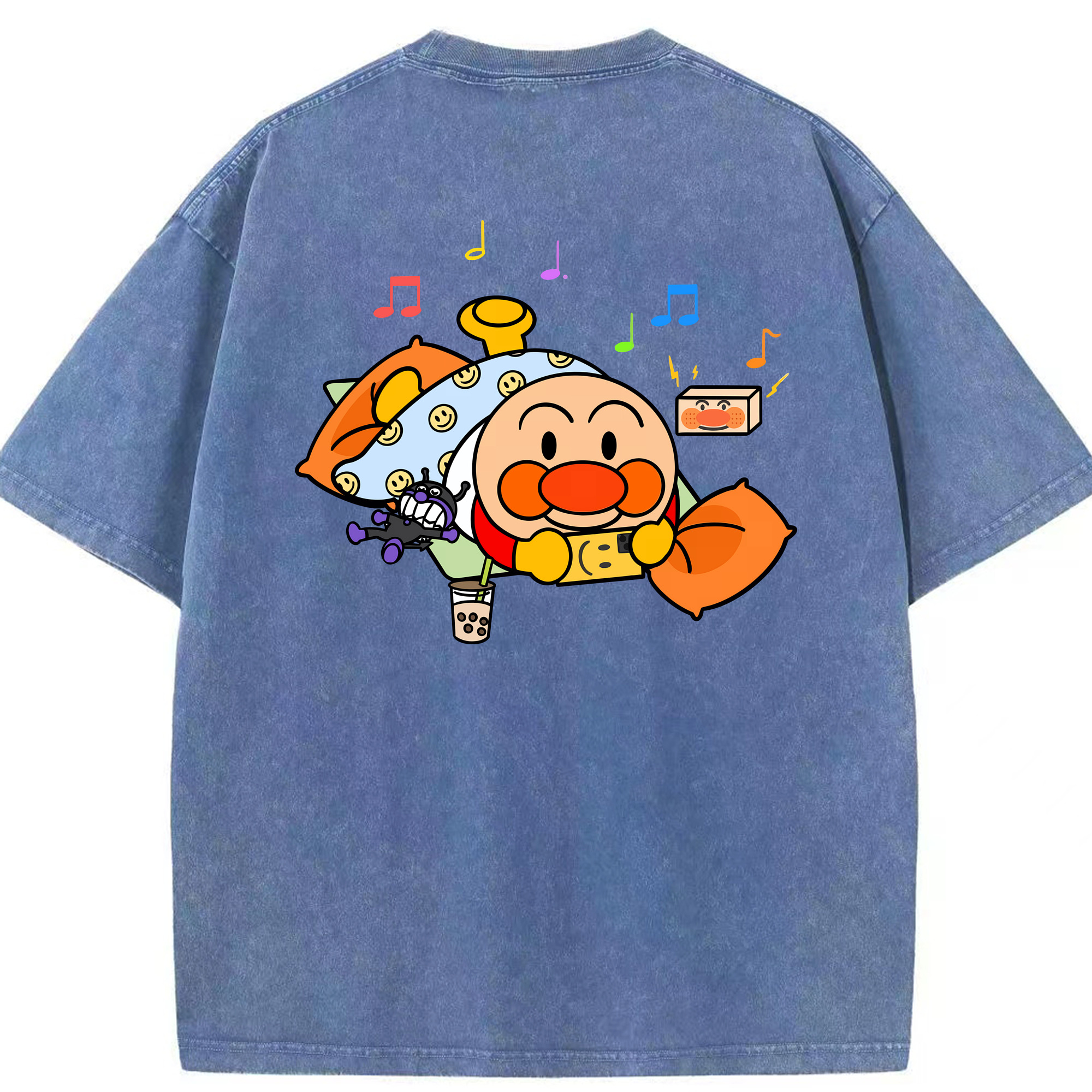 （画像用） アンパンマン Anpanman 綿100% ヴィンテージ風 半袖Tシャツ（背面プリント）