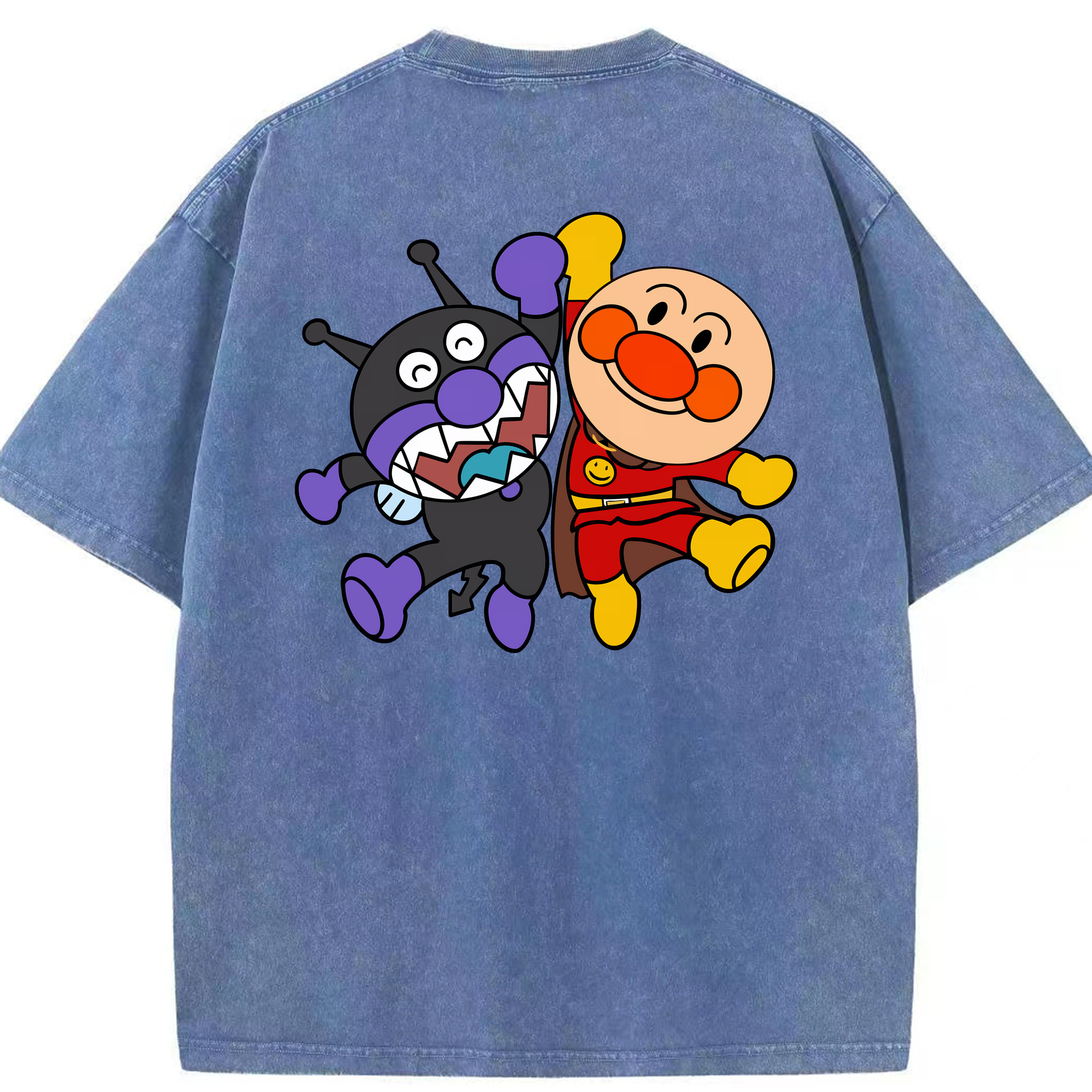 （画像用） アンパンマン Anpanman 綿100% ヴィンテージ風 半袖Tシャツ（背面プリント）