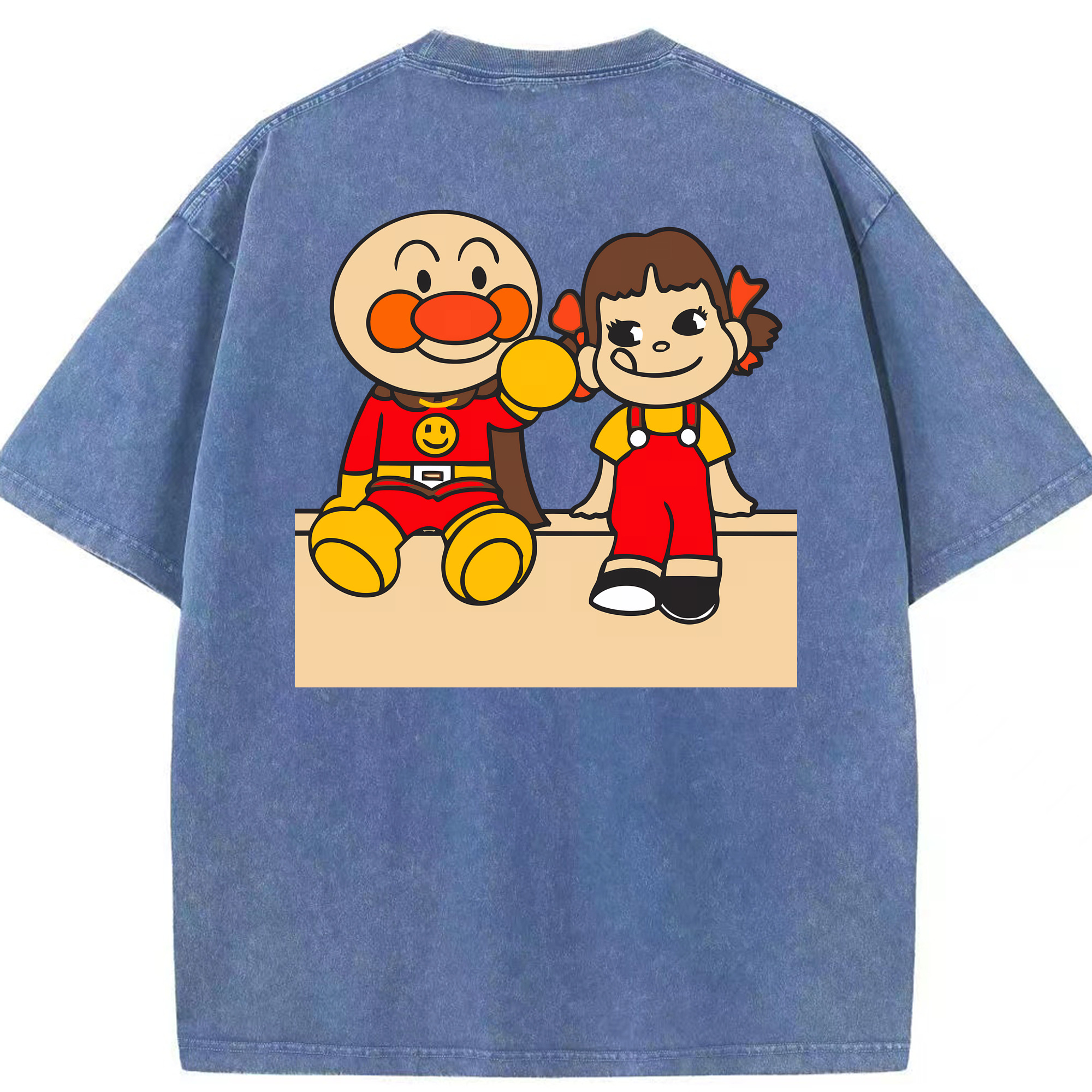 （画像用） アンパンマン Anpanman 綿100% ヴィンテージ風 半袖Tシャツ（背面プリント）