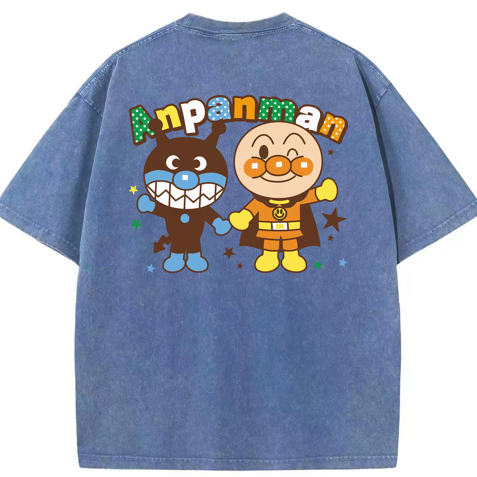 （画像用） アンパンマン Anpanman 綿100% ヴィンテージ風 半袖Tシャツ（背面プリント）