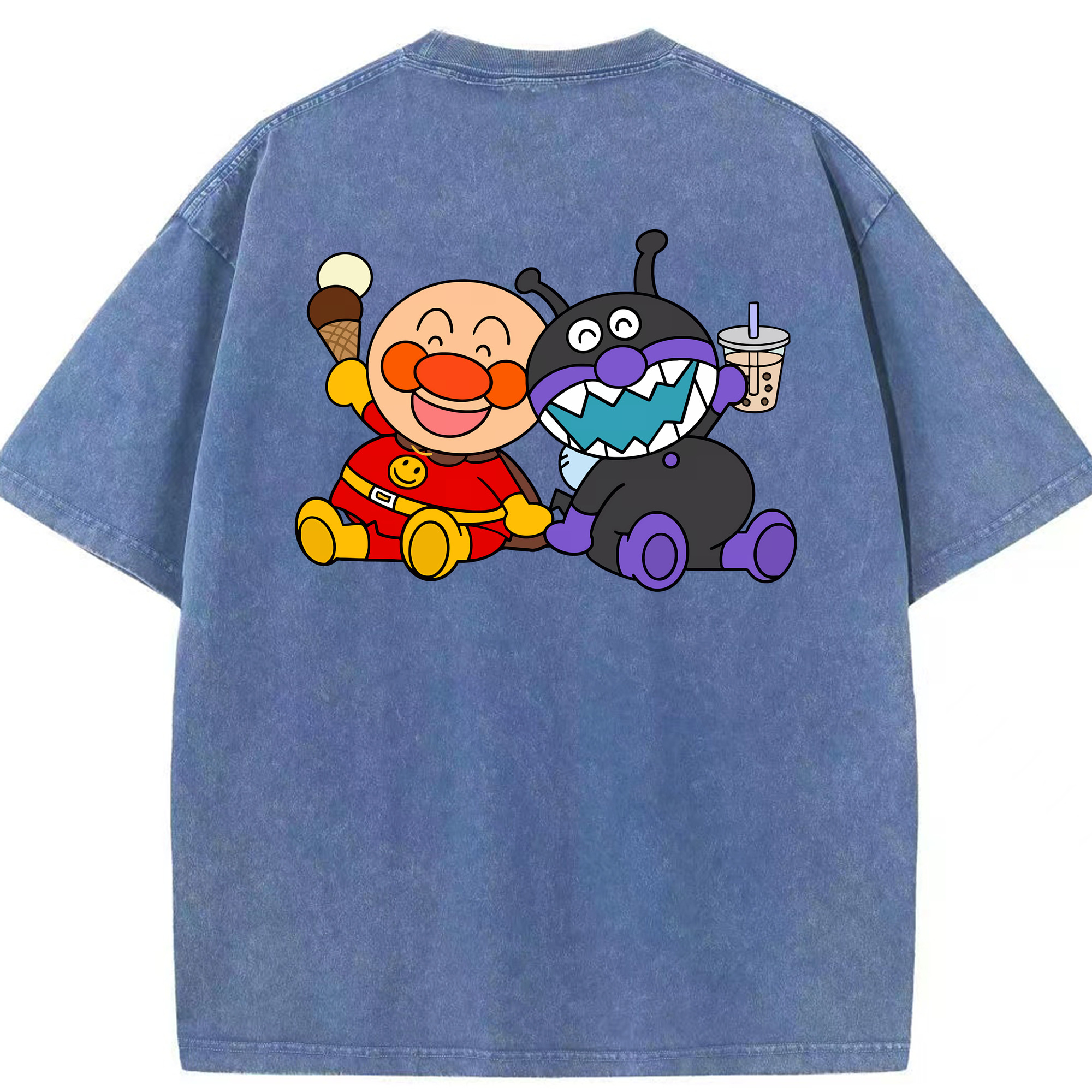（画像用） アンパンマン Anpanman 綿100% ヴィンテージ風 半袖Tシャツ（背面プリント）