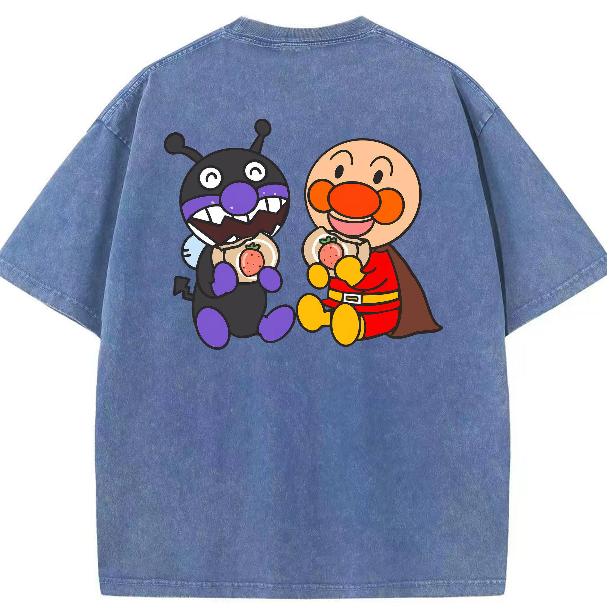 （画像用） アンパンマン Anpanman 綿100% ヴィンテージ風 半袖Tシャツ（背面プリント）