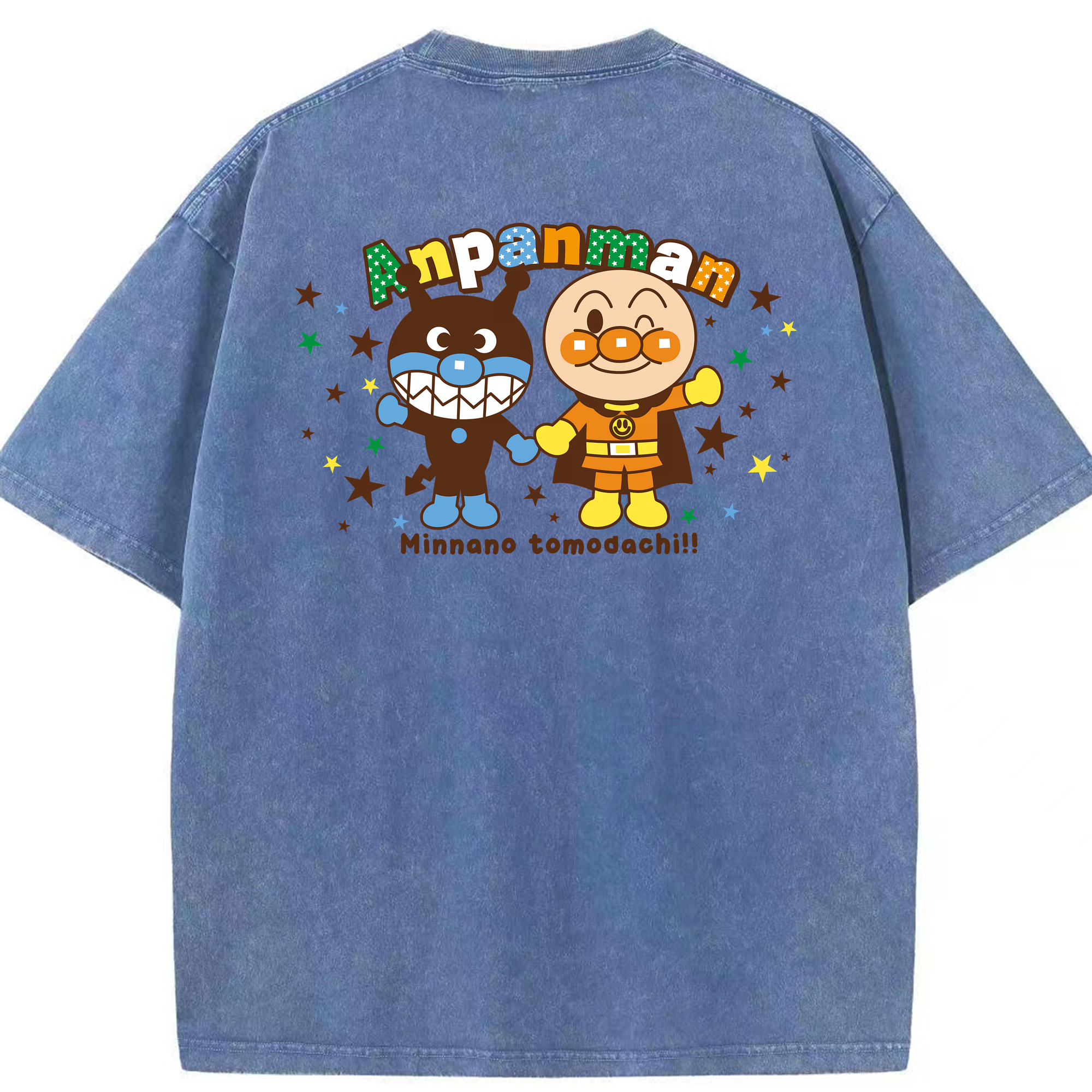 （画像用） アンパンマン Anpanman 綿100% ヴィンテージ風 半袖Tシャツ（背面プリント）