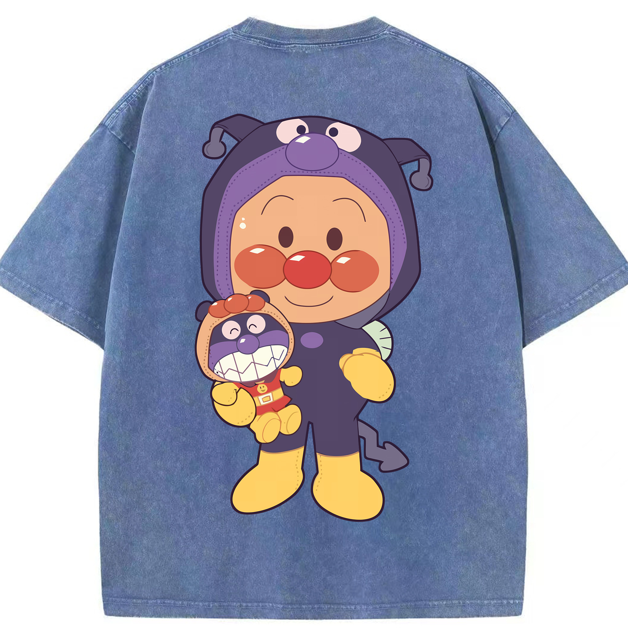 （画像用） アンパンマン Anpanman 綿100% ヴィンテージ風 半袖Tシャツ（背面プリント）