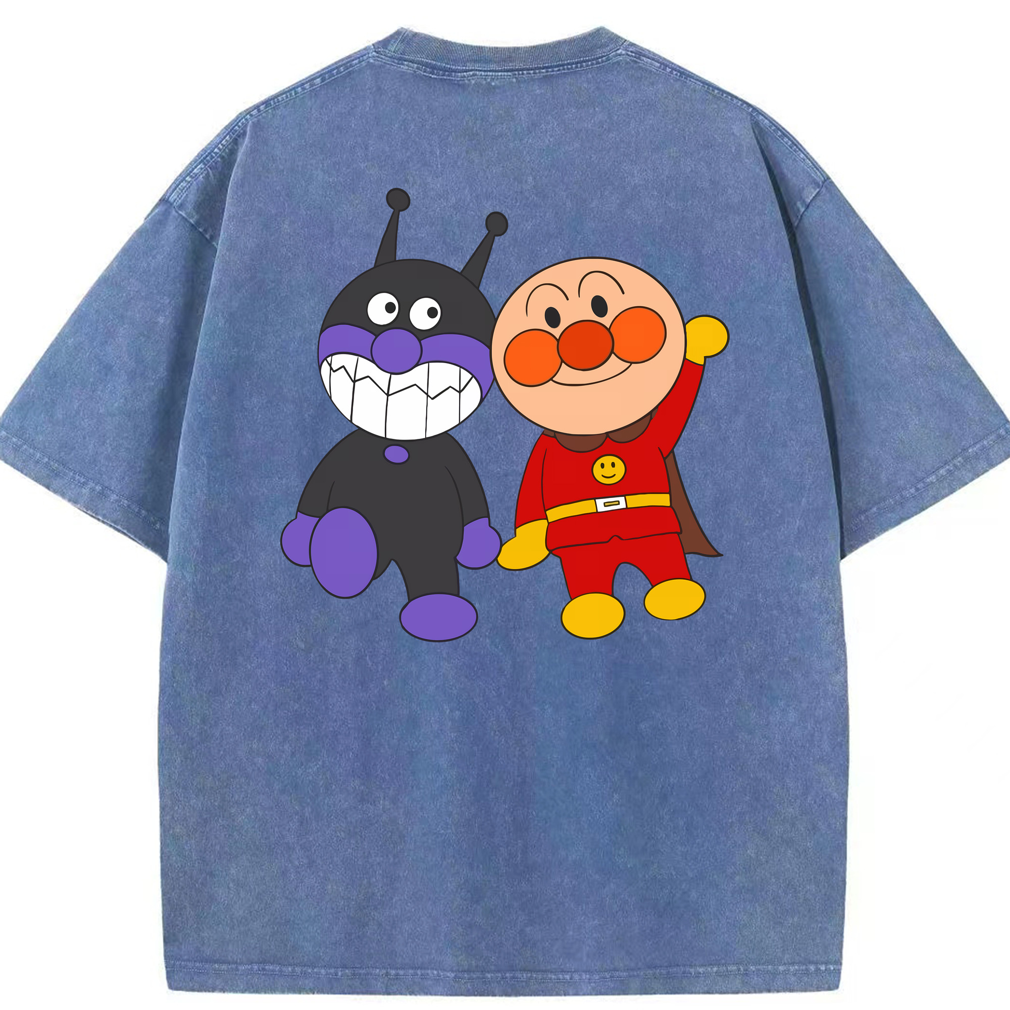 （画像用） アンパンマン Anpanman 綿100% ヴィンテージ風 半袖Tシャツ（背面プリント）