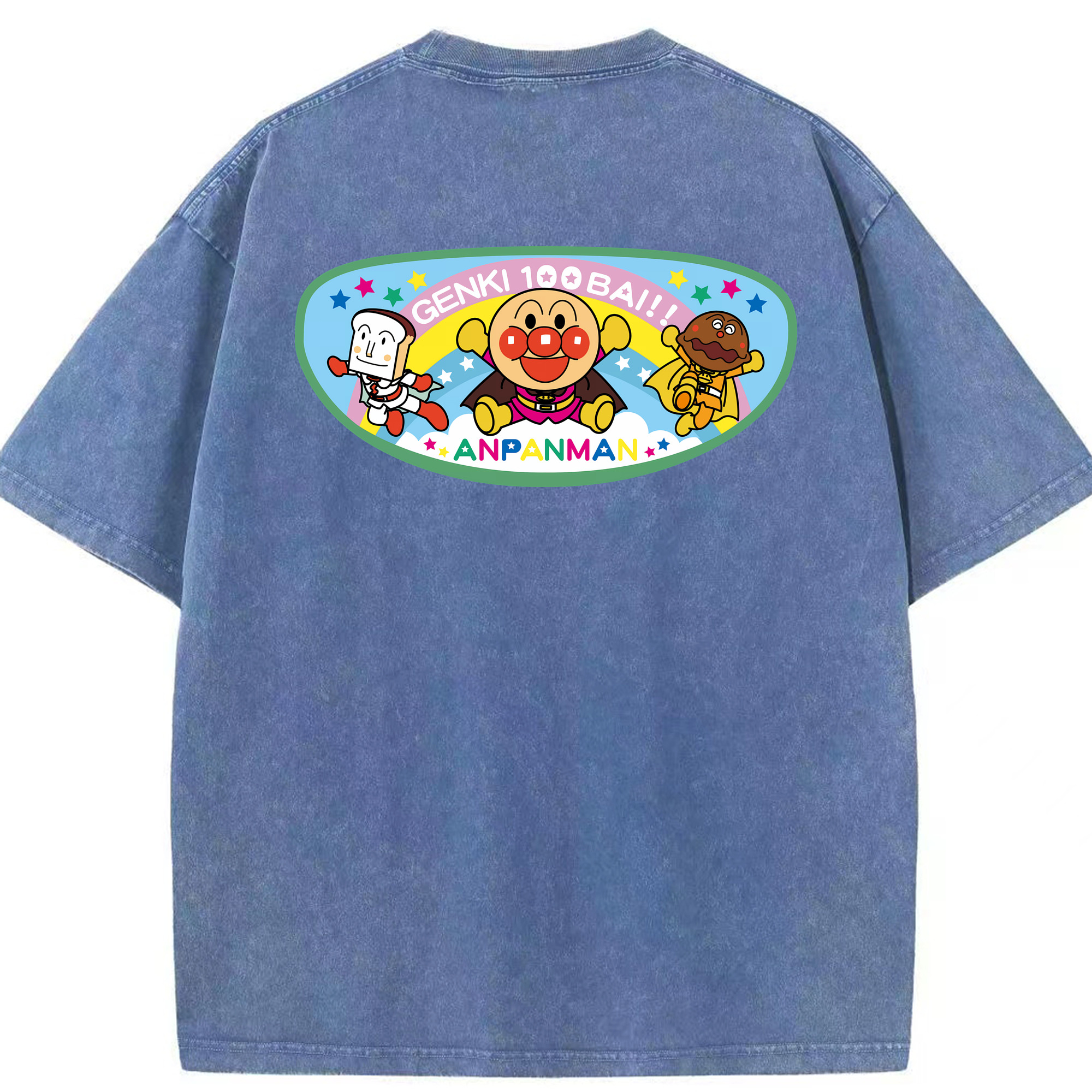 （画像用） アンパンマン Anpanman 綿100% ヴィンテージ風 半袖Tシャツ（背面プリント）