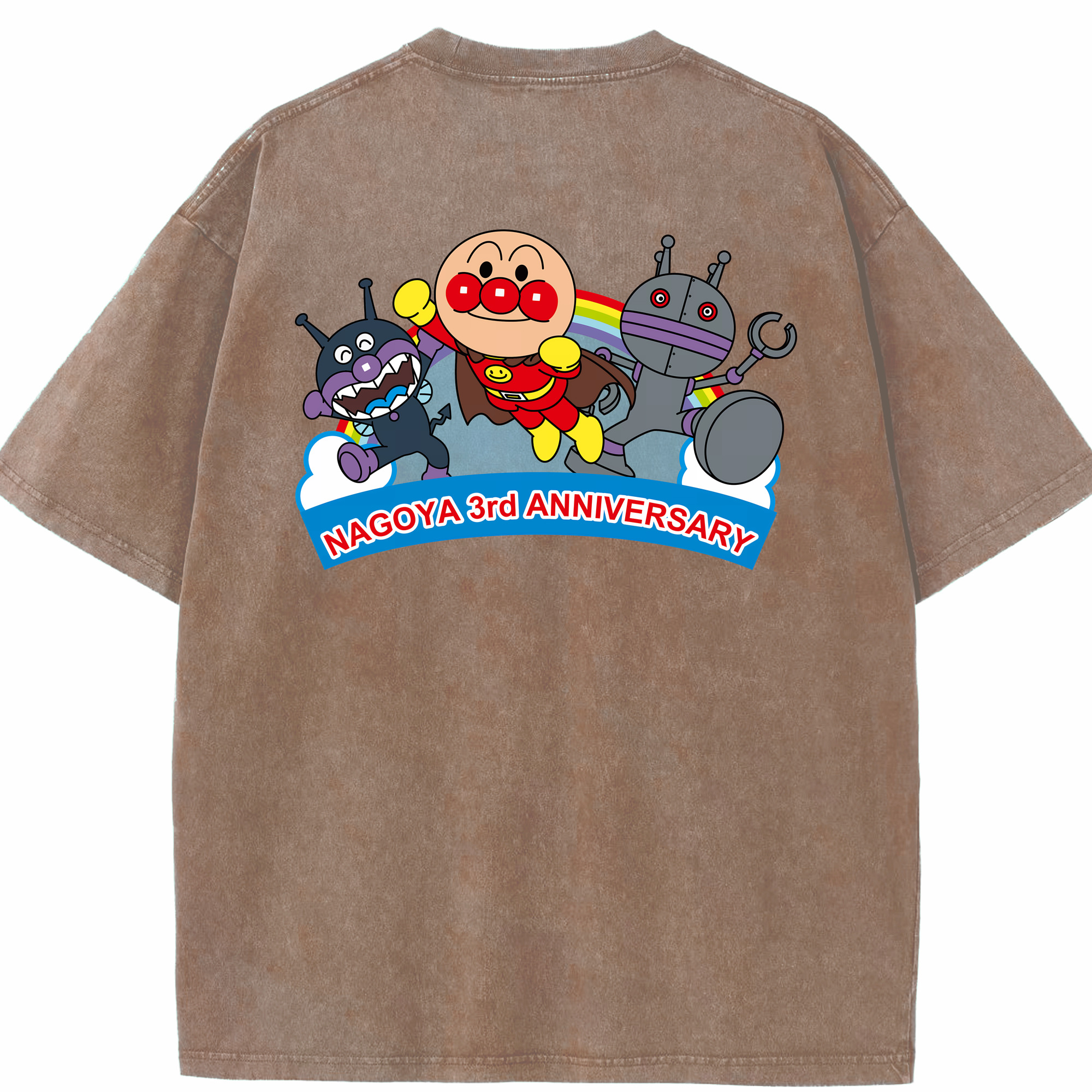 （画像用） アンパンマン Anpanman 綿100% ヴィンテージ風 半袖Tシャツ（背面プリント）