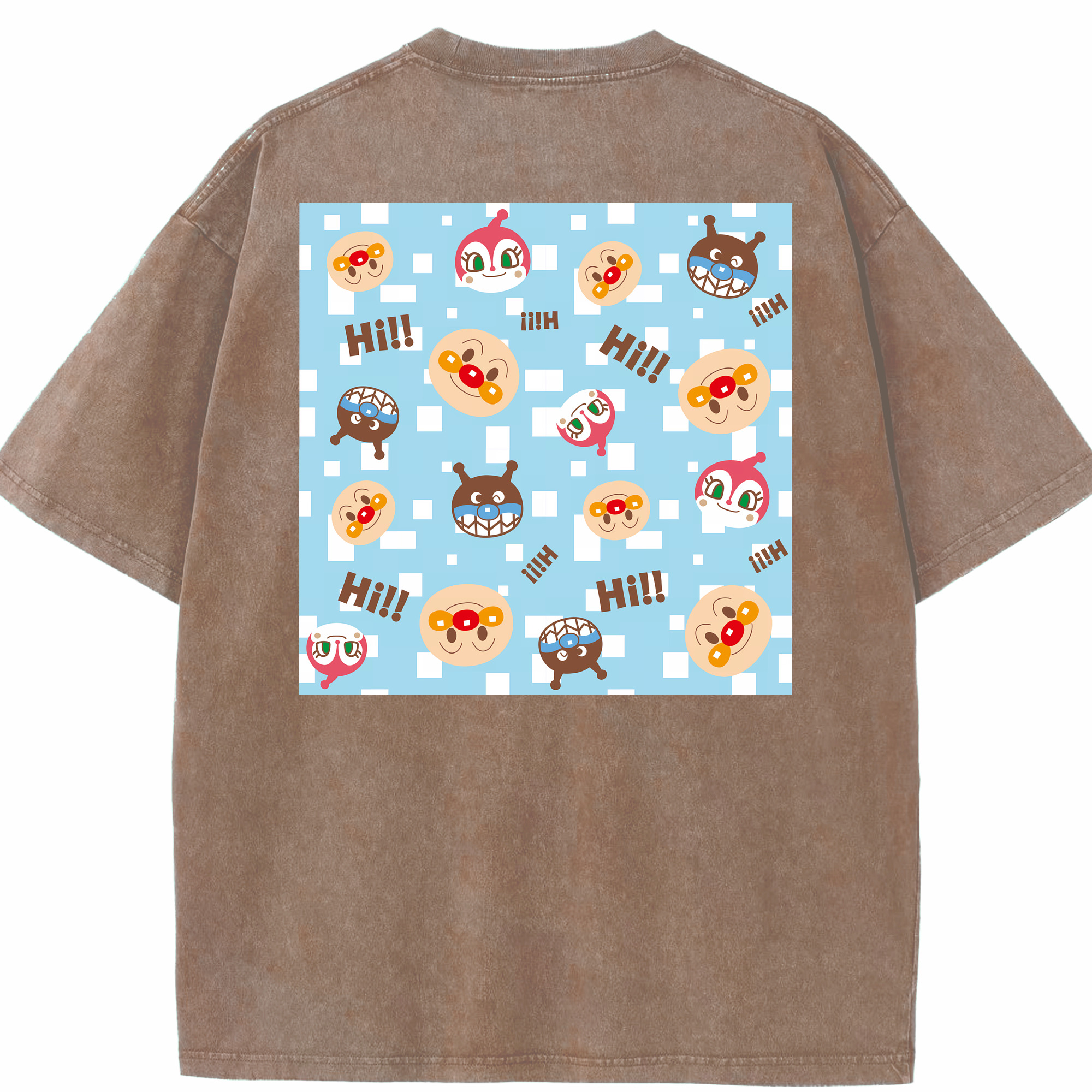 （画像用） アンパンマン Anpanman 綿100% ヴィンテージ風 半袖Tシャツ（背面プリント）