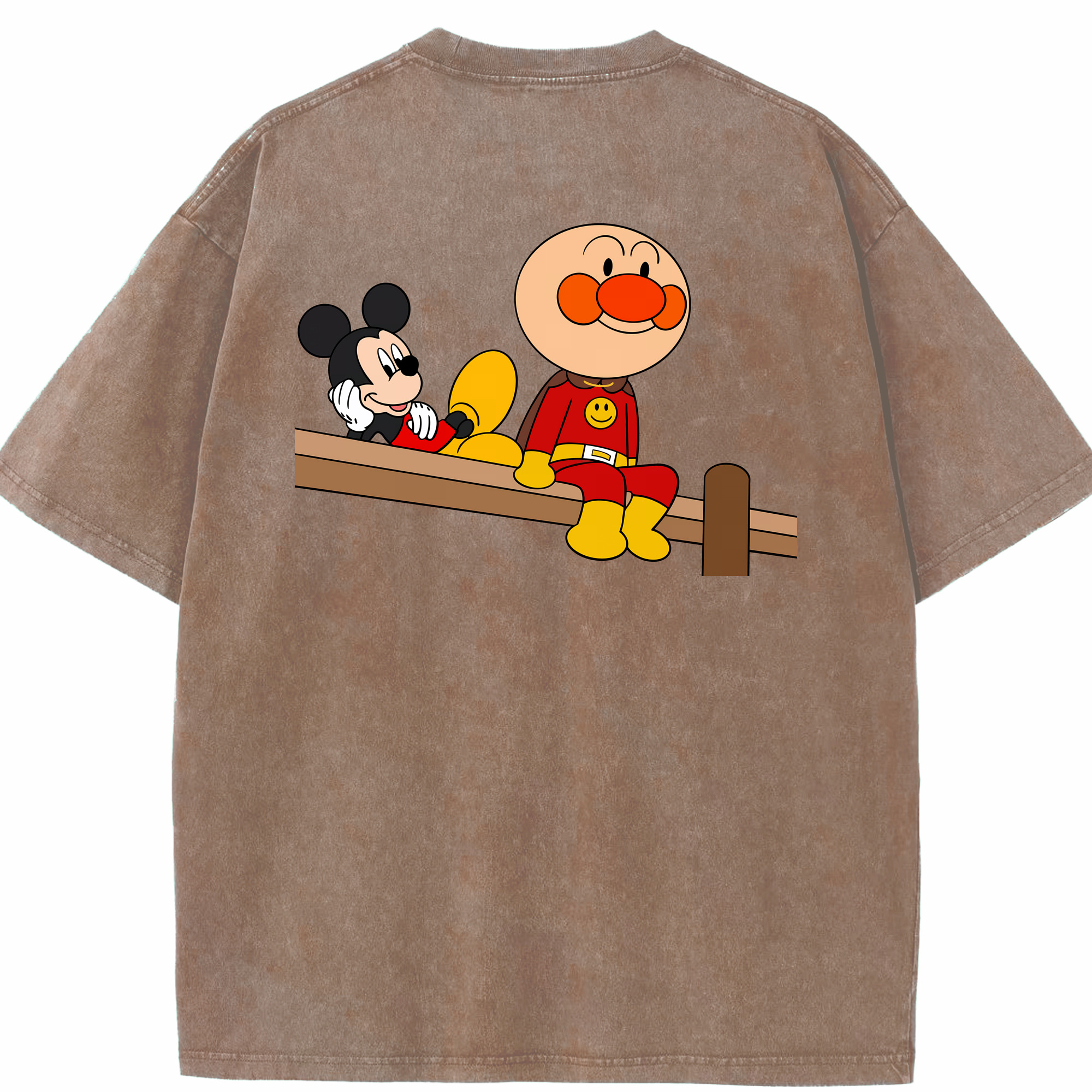 （画像用） アンパンマン Anpanman 綿100% ヴィンテージ風 半袖Tシャツ（背面プリント）