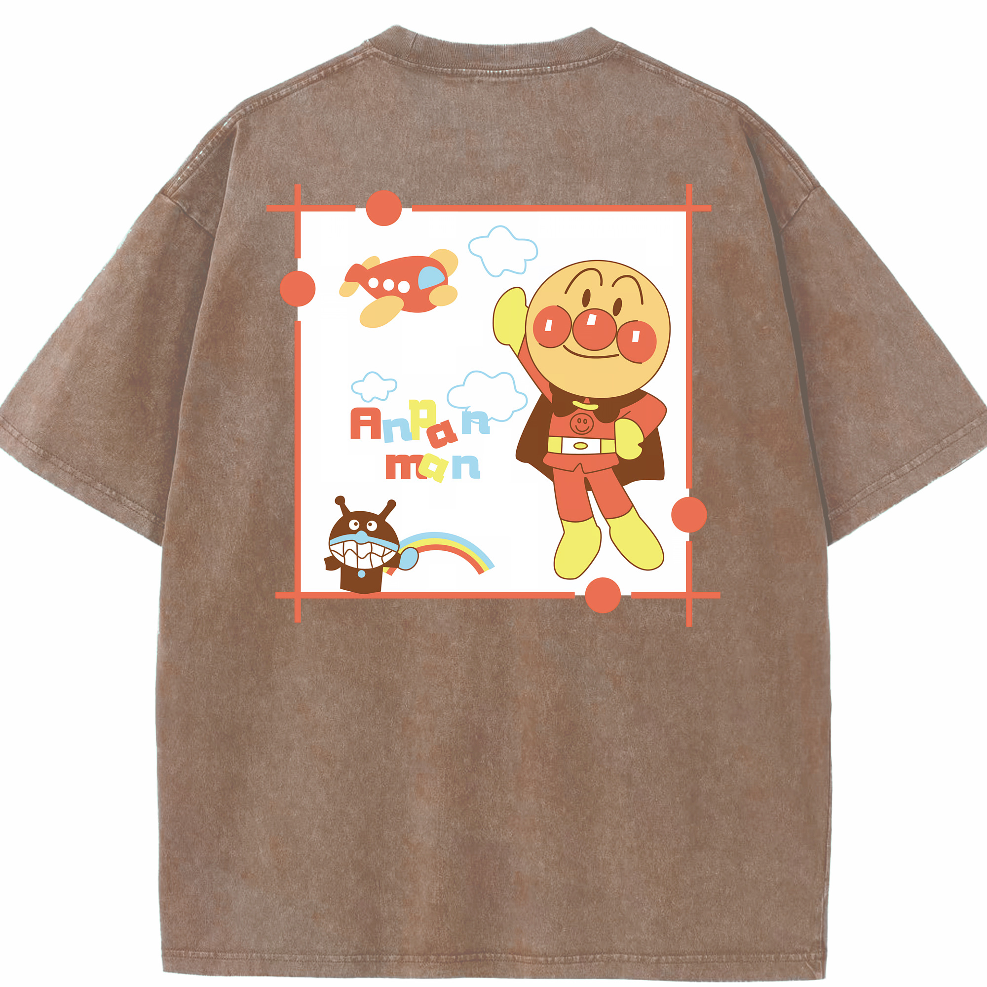 （画像用） アンパンマン Anpanman 綿100% ヴィンテージ風 半袖Tシャツ（背面プリント）
